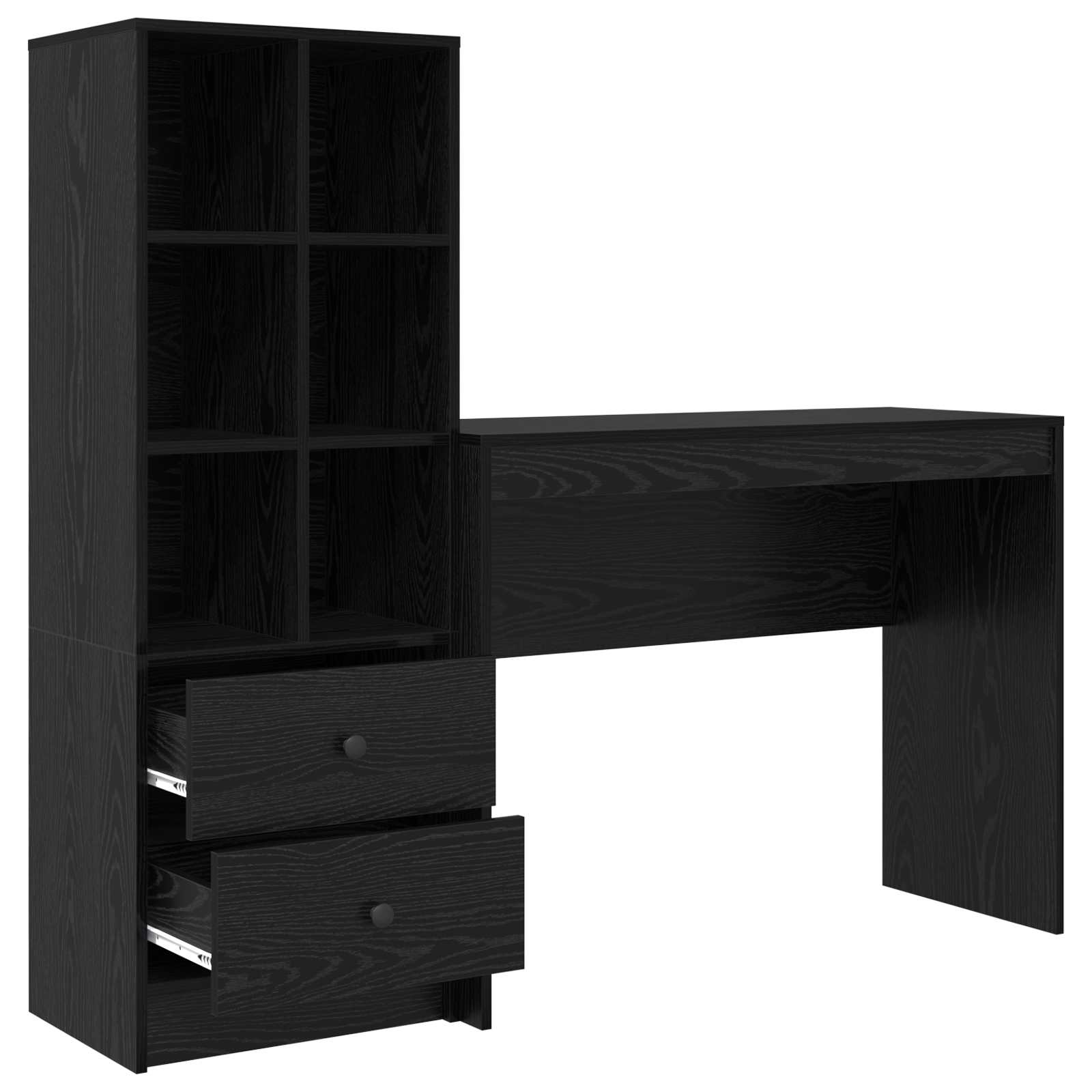 Bureau met lade met plank met opslag 2 pcs Zwart Eiken is nu te koop bij PeponiXL, paradijselijk wonen!