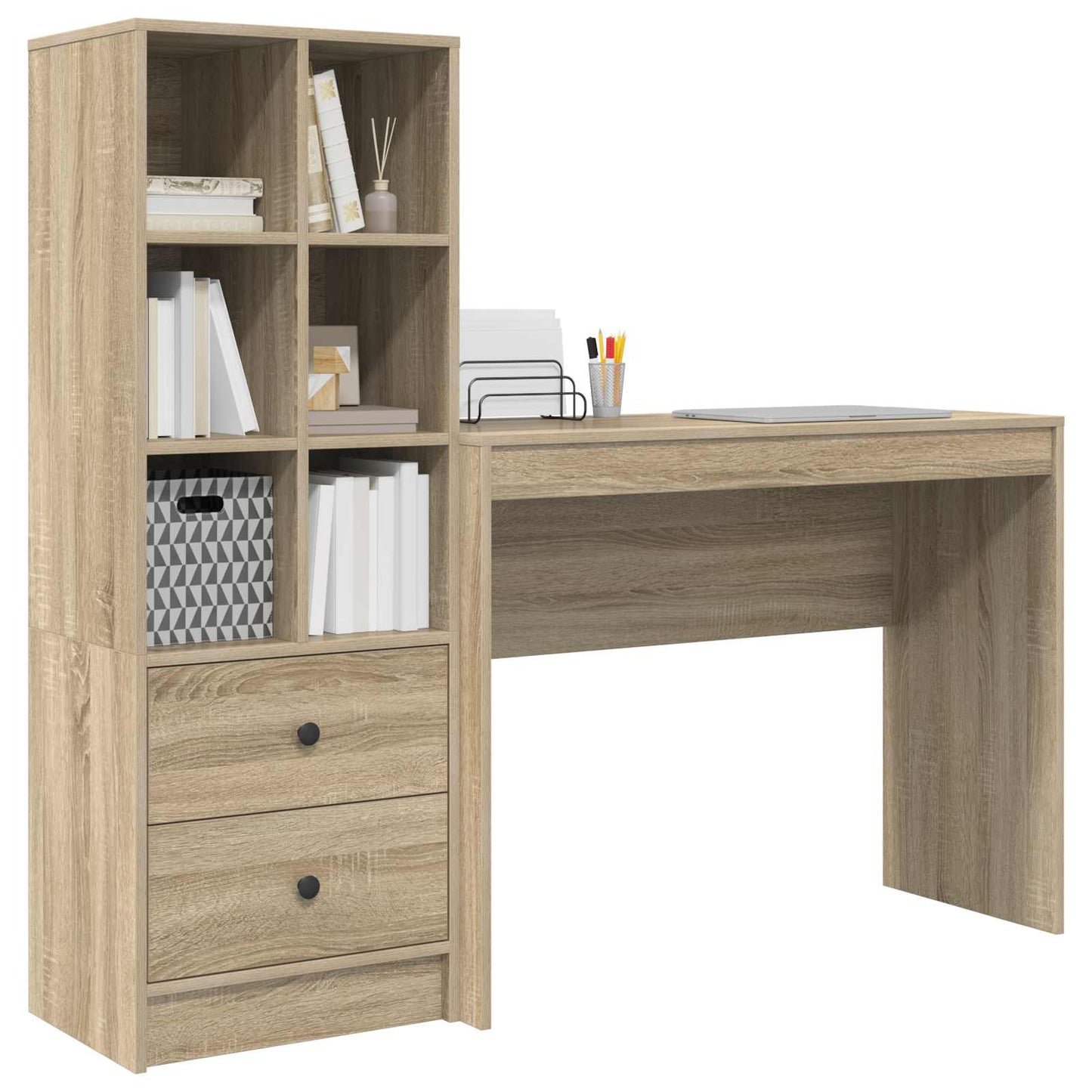 Bureau met lade met plank met opslag 2 pcs Sonoma Eiken is nu te koop bij PeponiXL, paradijselijk wonen!