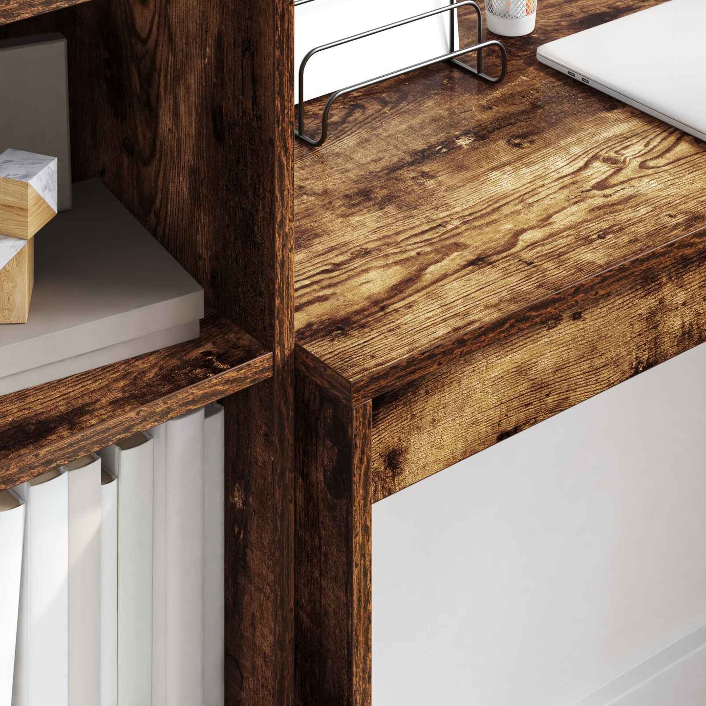 Bureau met lade met plank met opslag 2 pcs Gerookt eiken is nu te koop bij PeponiXL, paradijselijk wonen!