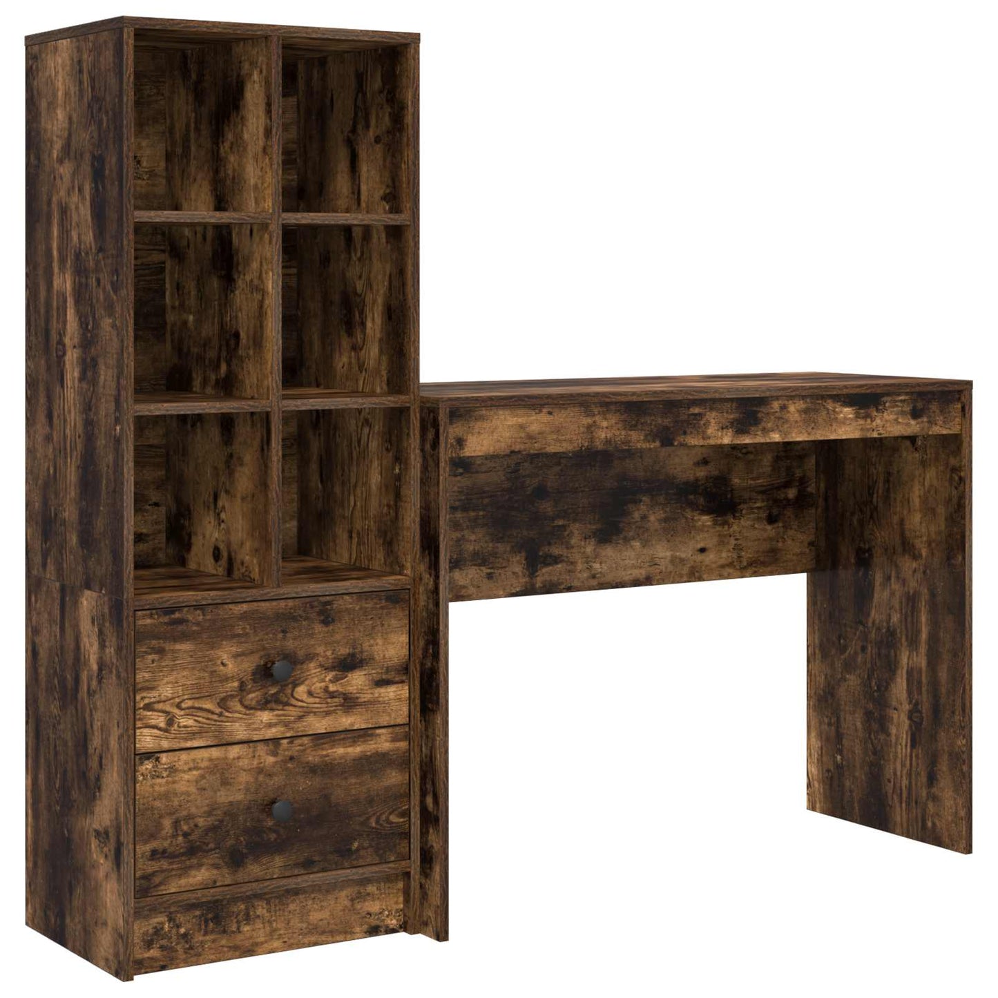 Bureau met lade met plank met opslag 2 pcs Gerookt eiken is nu te koop bij PeponiXL, paradijselijk wonen!