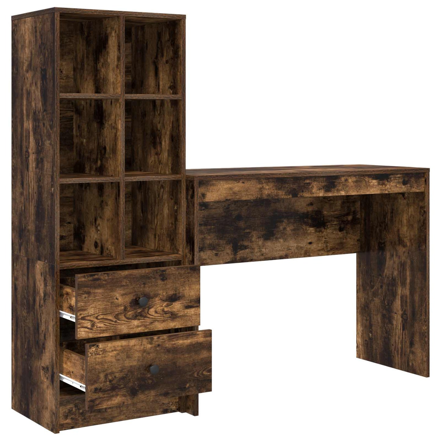 Bureau met lade met plank met opslag 2 pcs Gerookt eiken is nu te koop bij PeponiXL, paradijselijk wonen!