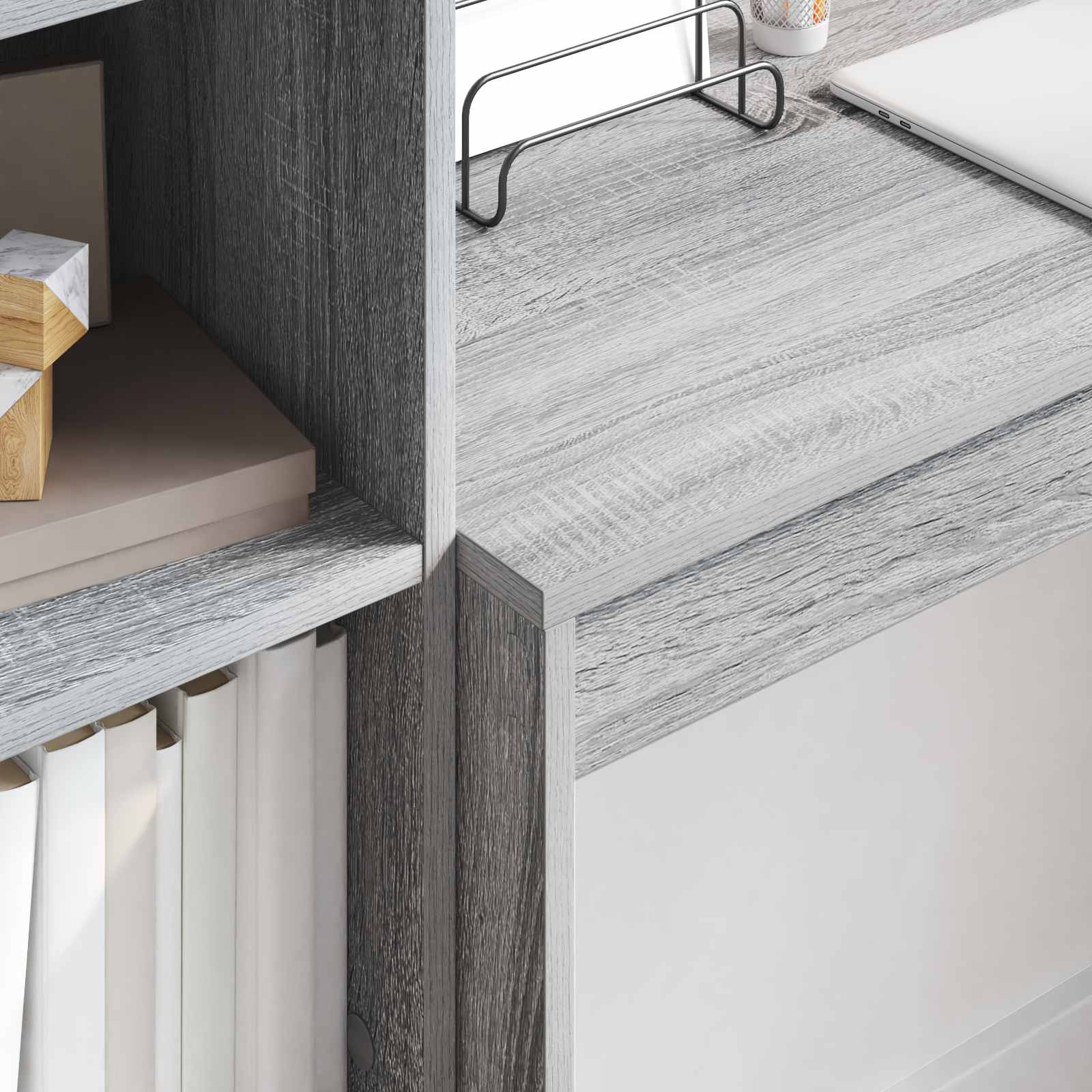 Bureau met lade met plank met opslag 2 pcs Grijs Sonoma is nu te koop bij PeponiXL, paradijselijk wonen!