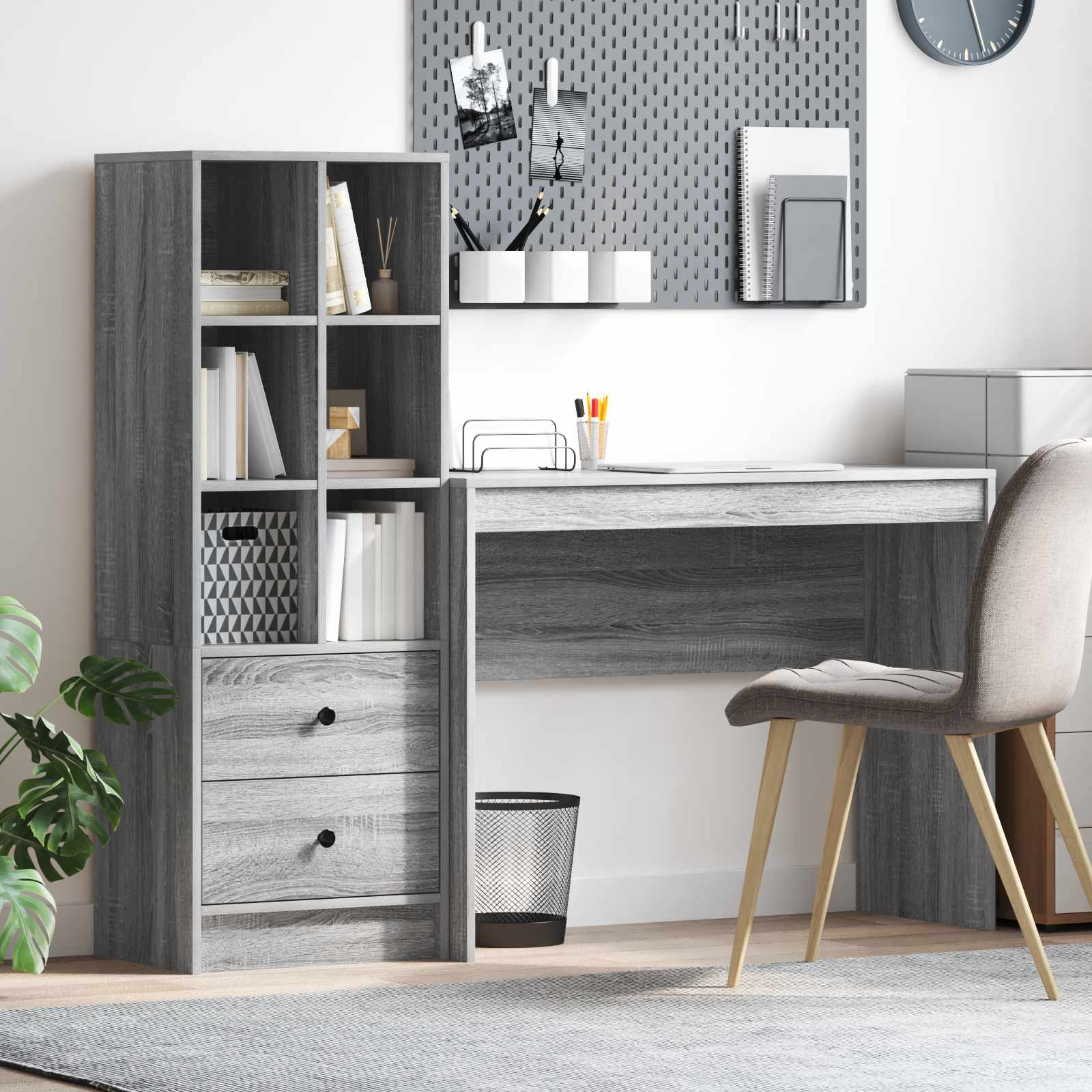 Bureau met lade met plank met opslag 2 pcs Grijs Sonoma is nu te koop bij PeponiXL, paradijselijk wonen!