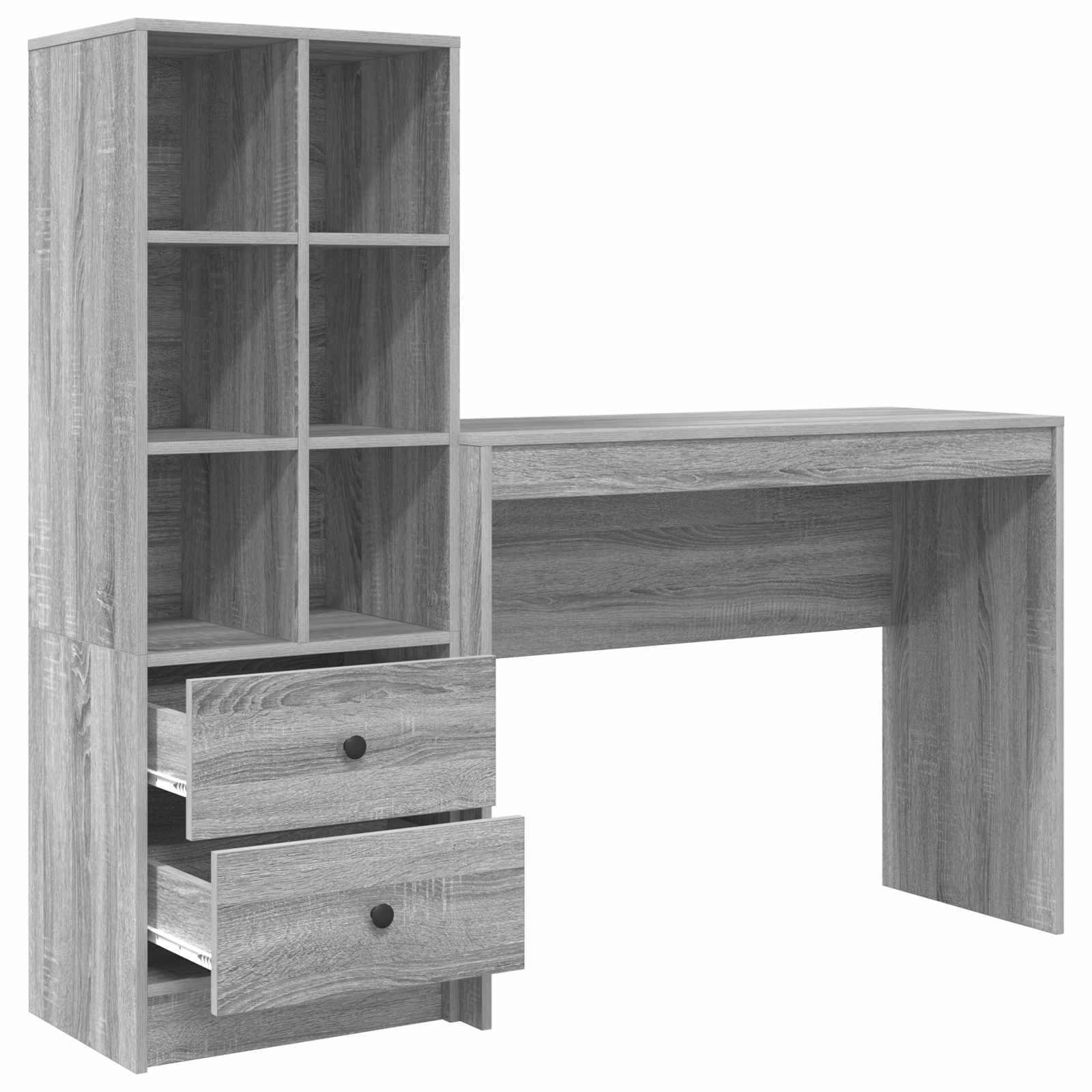 Bureau met lade met plank met opslag 2 pcs Grijs Sonoma is nu te koop bij PeponiXL, paradijselijk wonen!