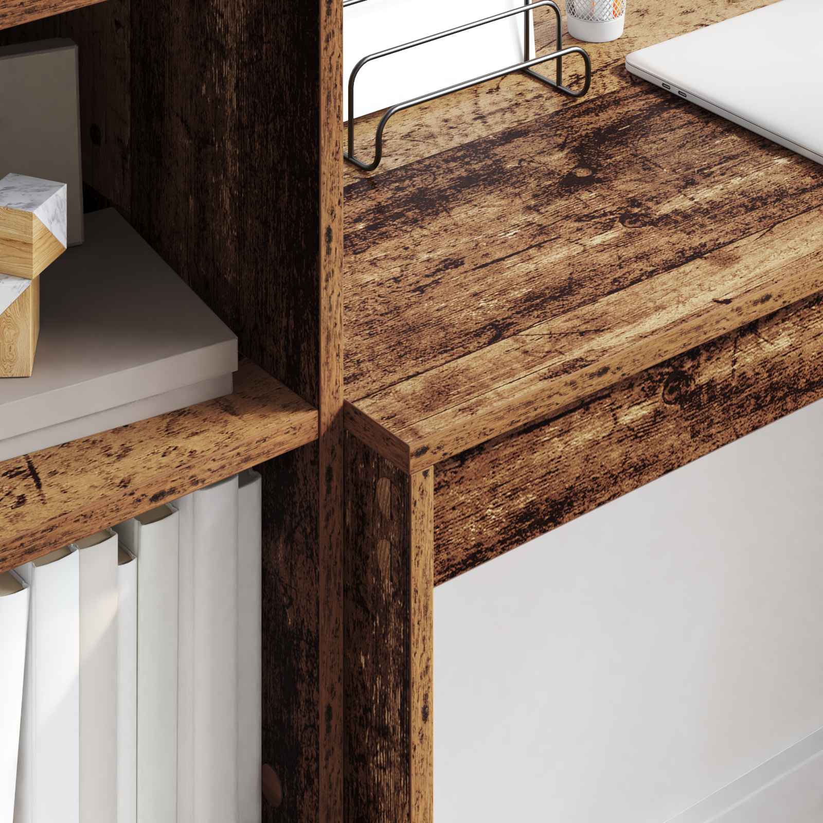 Bureau met lade met plank met opslag 2 pcs Oudhout is nu te koop bij PeponiXL, paradijselijk wonen!