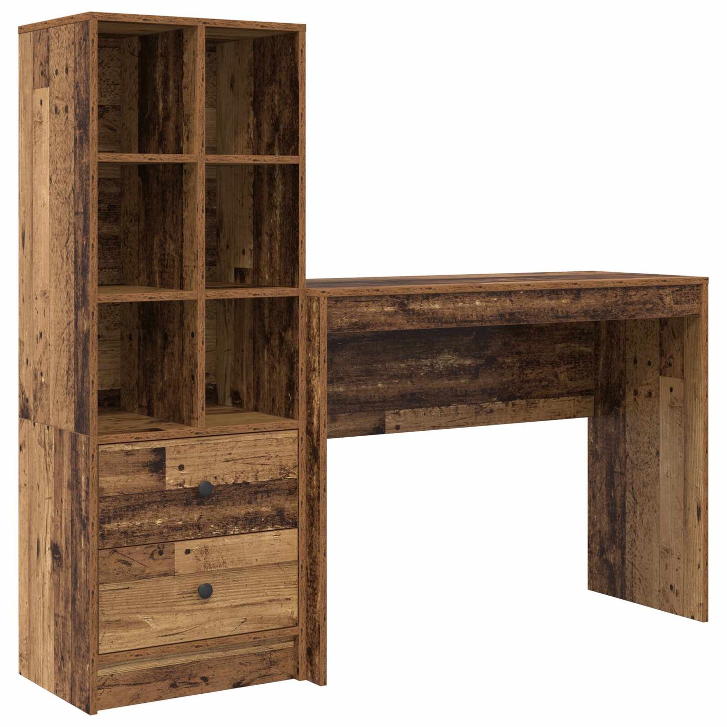 Bureau met lade met plank met opslag 2 pcs Oudhout is nu te koop bij PeponiXL, paradijselijk wonen!
