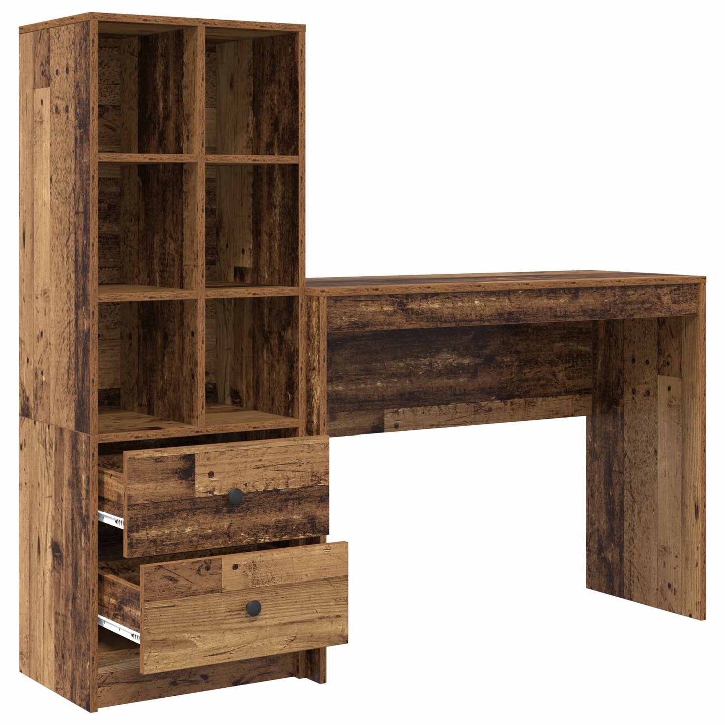 Bureau met lade met plank met opslag 2 pcs Oudhout is nu te koop bij PeponiXL, paradijselijk wonen!