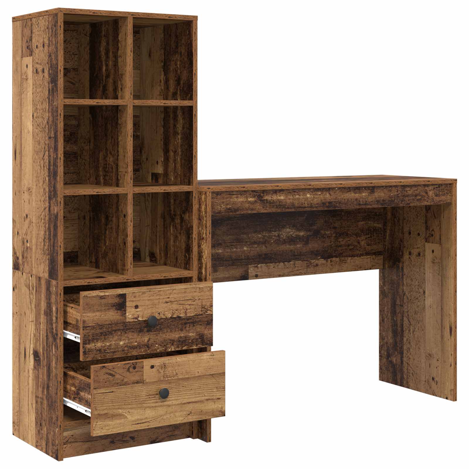 Bureau met lade met plank met opslag 2 pcs Oudhout is nu te koop bij PeponiXL, paradijselijk wonen!
