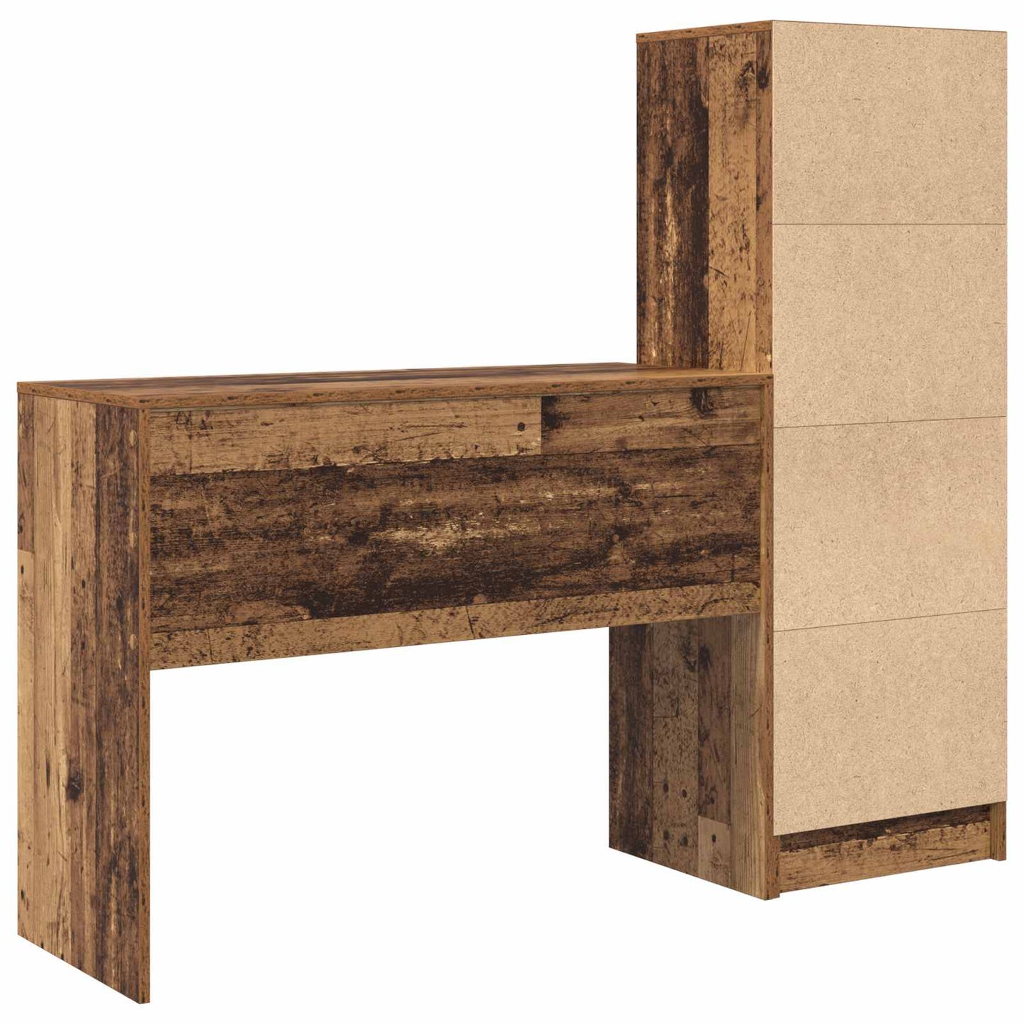 Bureau met lade met plank met opslag 2 pcs Oudhout is nu te koop bij PeponiXL, paradijselijk wonen!