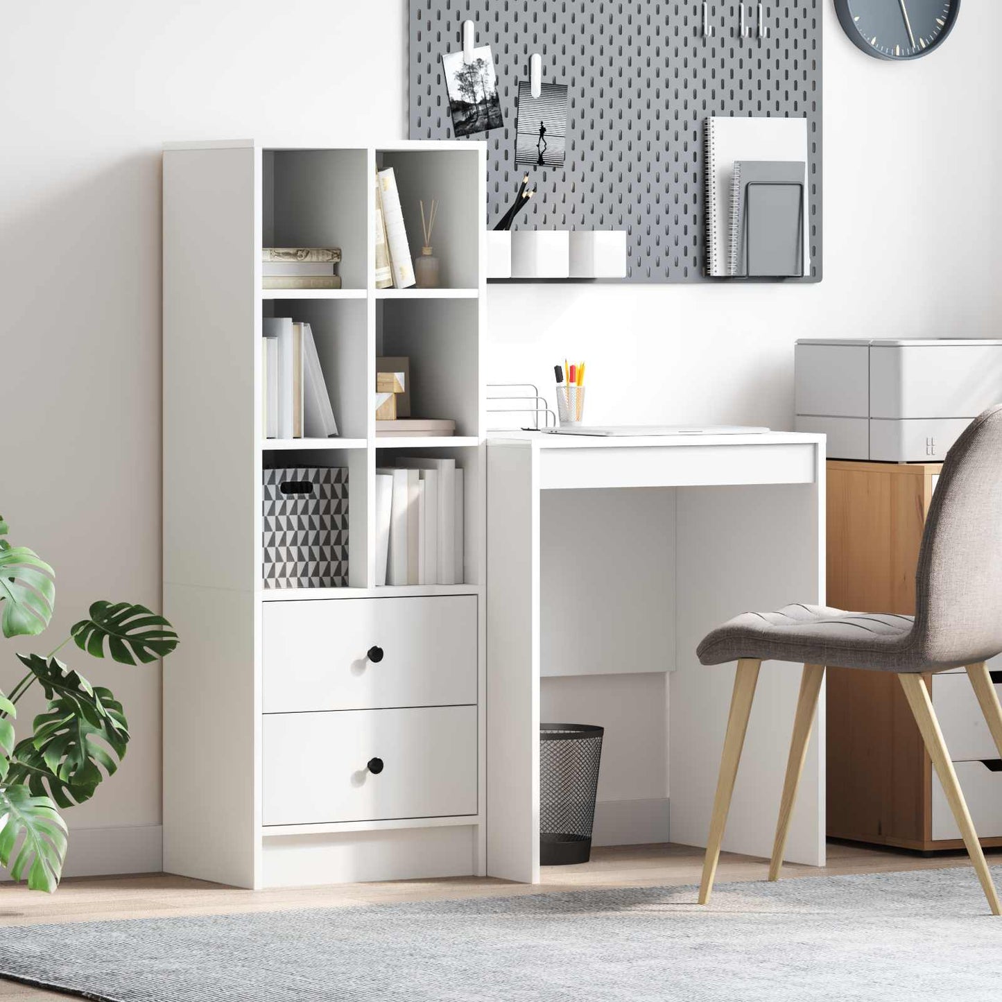Bureau met lade met plank met opslag 2 pcs Wit is nu te koop bij PeponiXL, paradijselijk wonen!