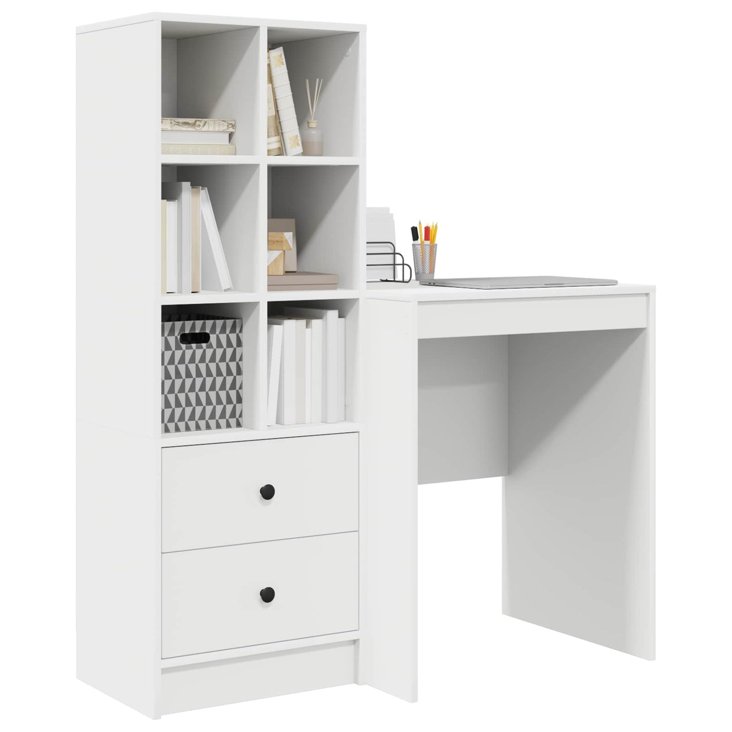 Bureau met lade met plank met opslag 2 pcs Wit is nu te koop bij PeponiXL, paradijselijk wonen!
