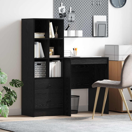 Bureau met lade met plank met opslag 2 pcs Zwart Eiken is nu te koop bij PeponiXL, paradijselijk wonen!