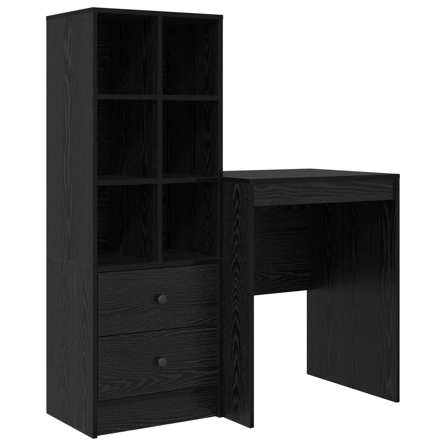 Bureau met lade met plank met opslag 2 pcs Zwart Eiken is nu te koop bij PeponiXL, paradijselijk wonen!