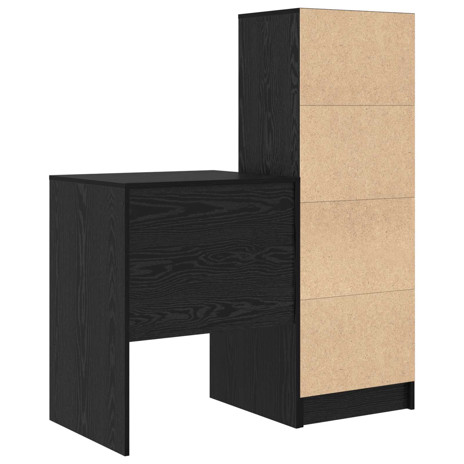 Bureau met lade met plank met opslag 2 pcs Zwart Eiken is nu te koop bij PeponiXL, paradijselijk wonen!