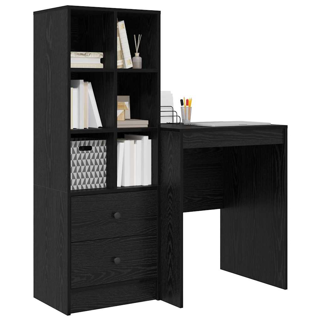 Bureau met lade 2 pcs Zwart Eiken is nu te koop bij PeponiXL, paradijselijk wonen!