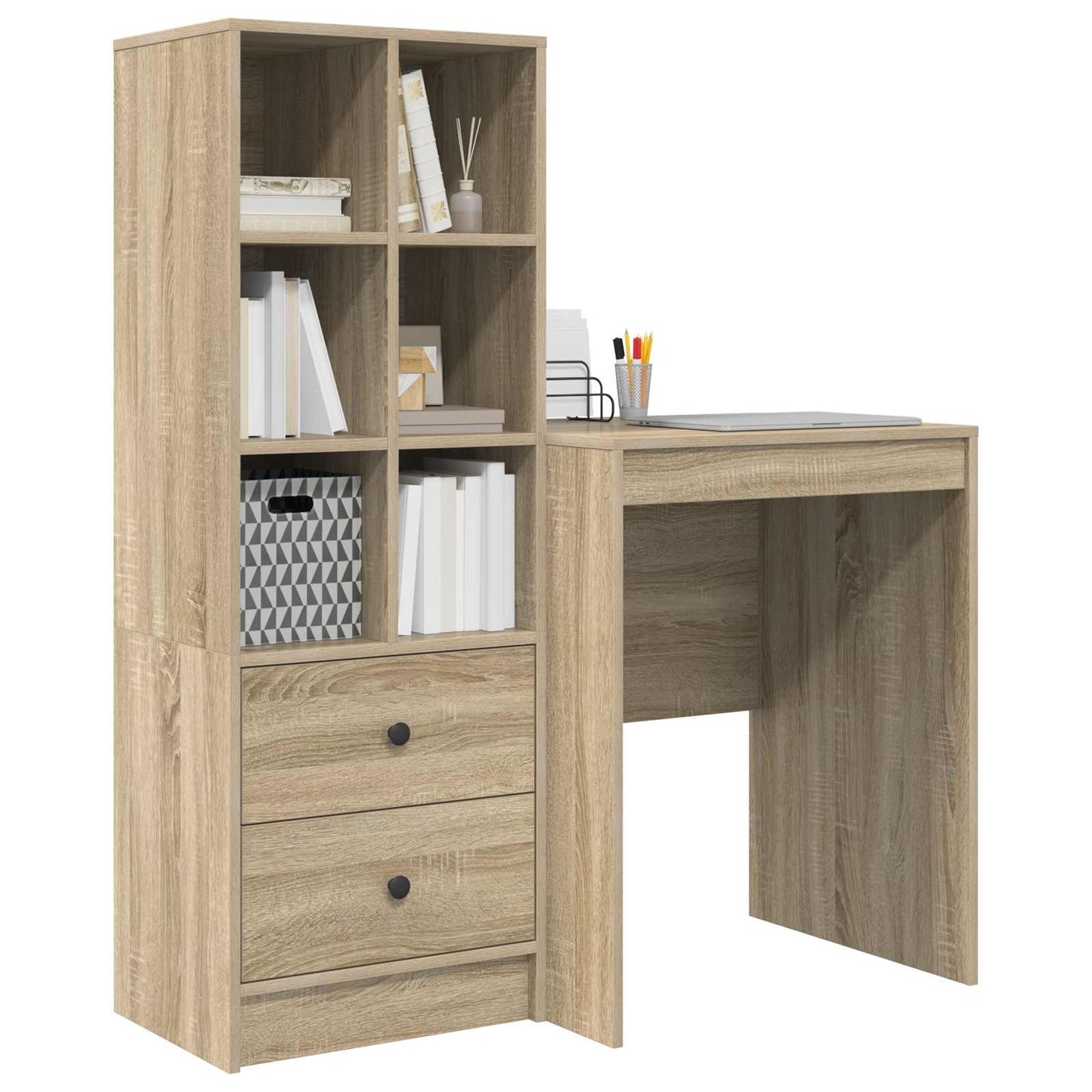 Bureau met lade met plank met opslag 2 pcs Sonoma Eiken is nu te koop bij PeponiXL, paradijselijk wonen!