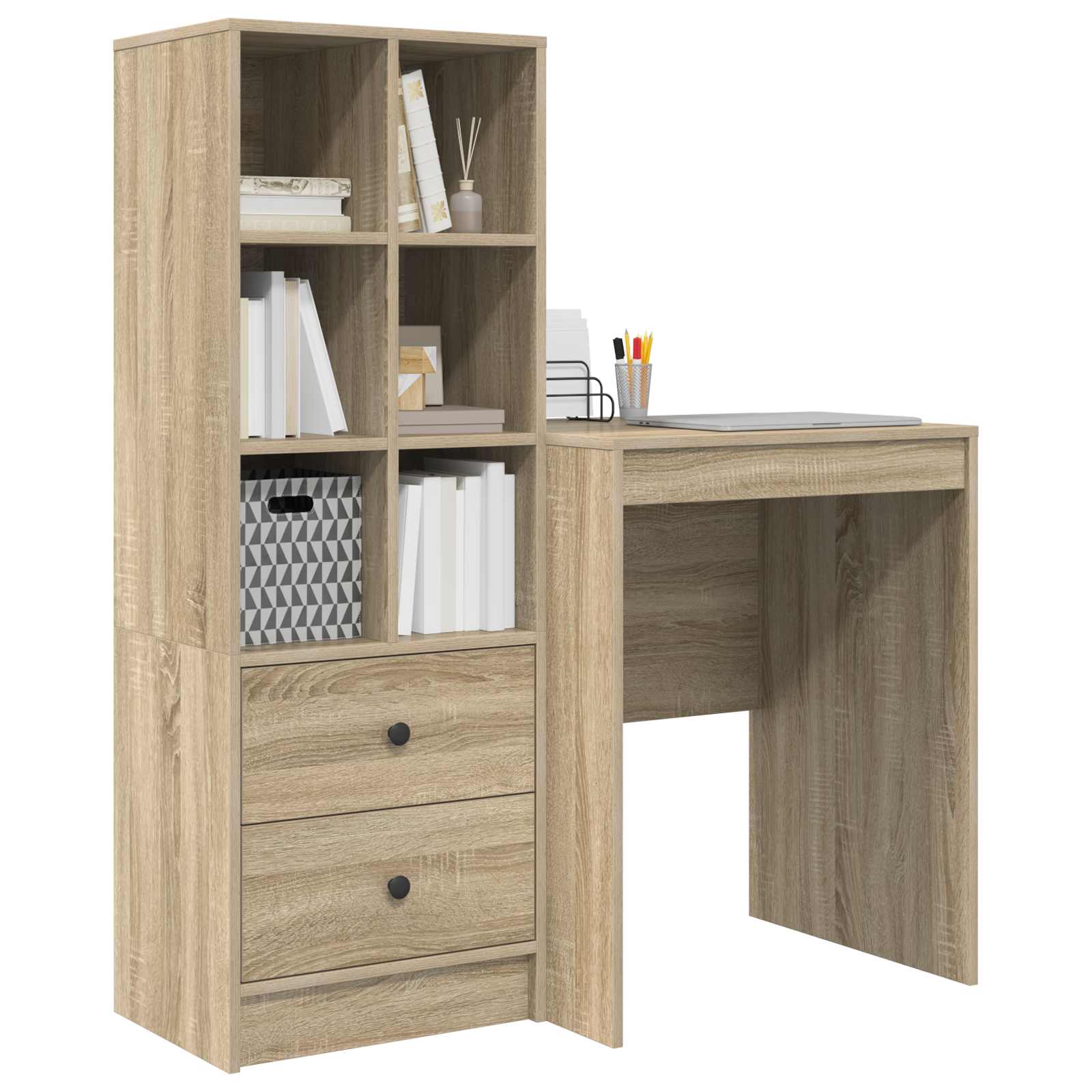 Bureau met lade met plank met opslag 2 pcs Sonoma Eiken is nu te koop bij PeponiXL, paradijselijk wonen!