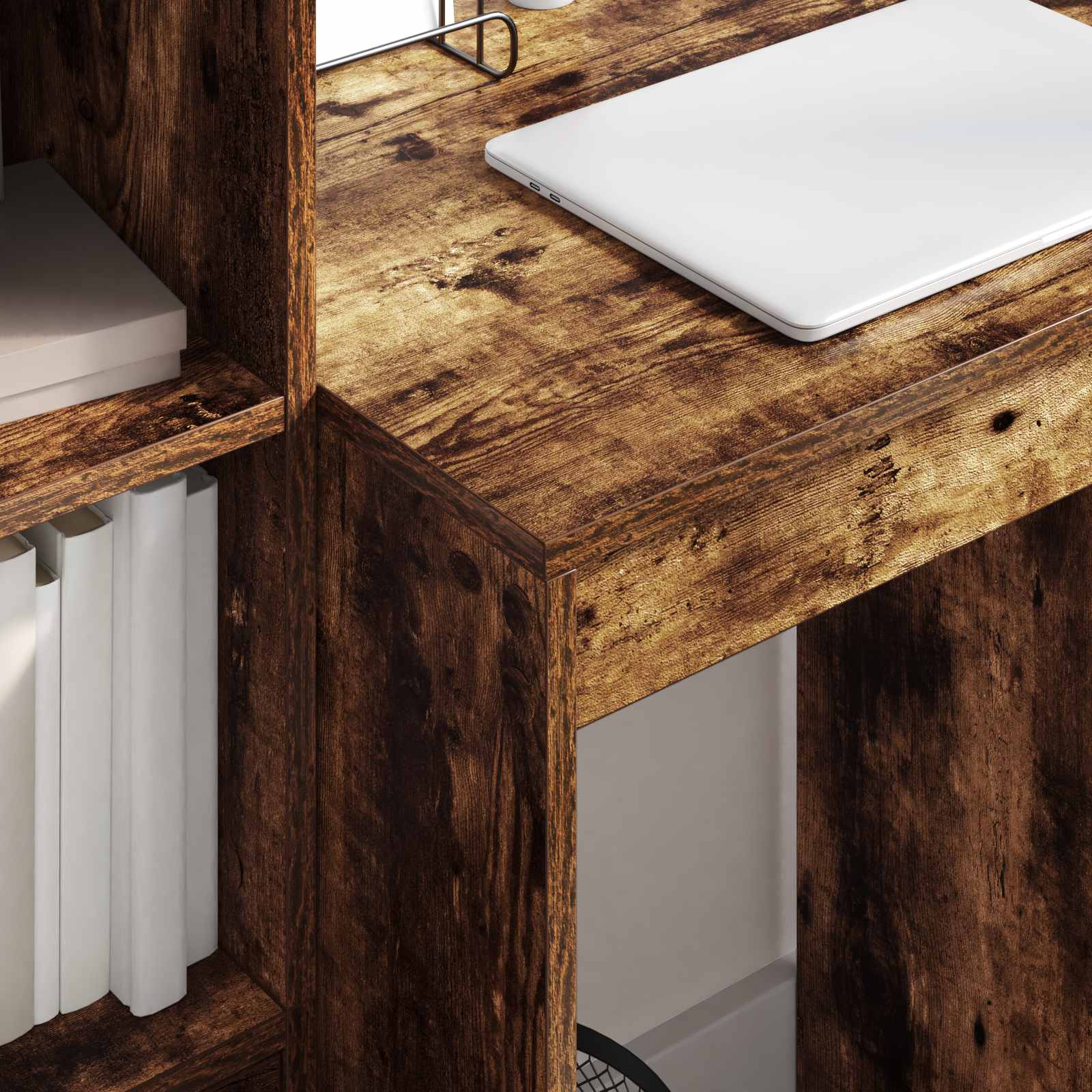 Bureau met lade met plank met opslag 2 pcs Gerookt eiken is nu te koop bij PeponiXL, paradijselijk wonen!