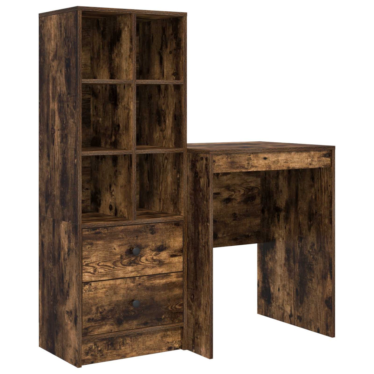 Bureau met lade met plank met opslag 2 pcs Gerookt eiken is nu te koop bij PeponiXL, paradijselijk wonen!