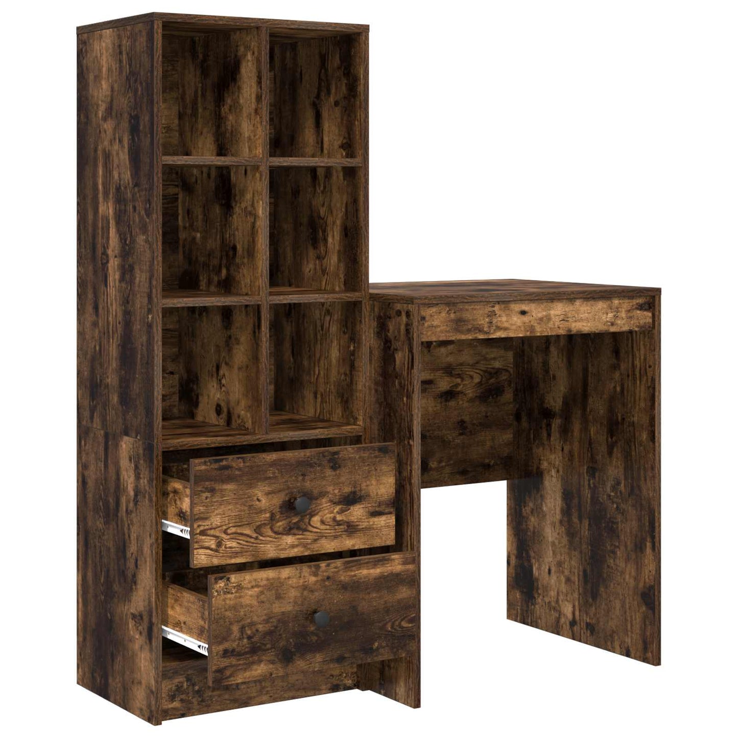 Bureau met lade met plank met opslag 2 pcs Gerookt eiken is nu te koop bij PeponiXL, paradijselijk wonen!