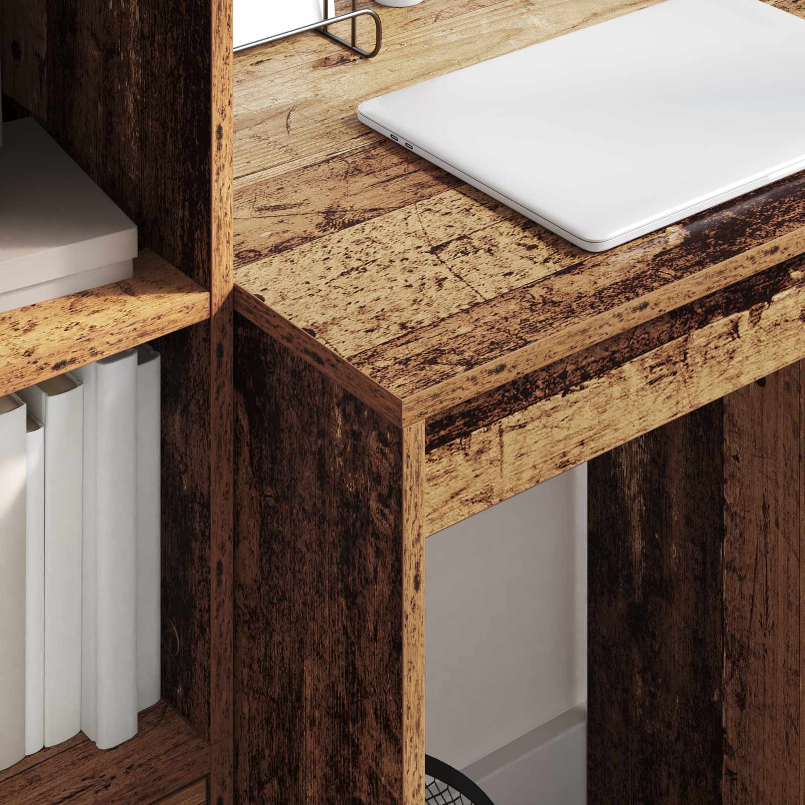 Bureau met lade met plank met opslag 2 pcs Oudhout is nu te koop bij PeponiXL, paradijselijk wonen!
