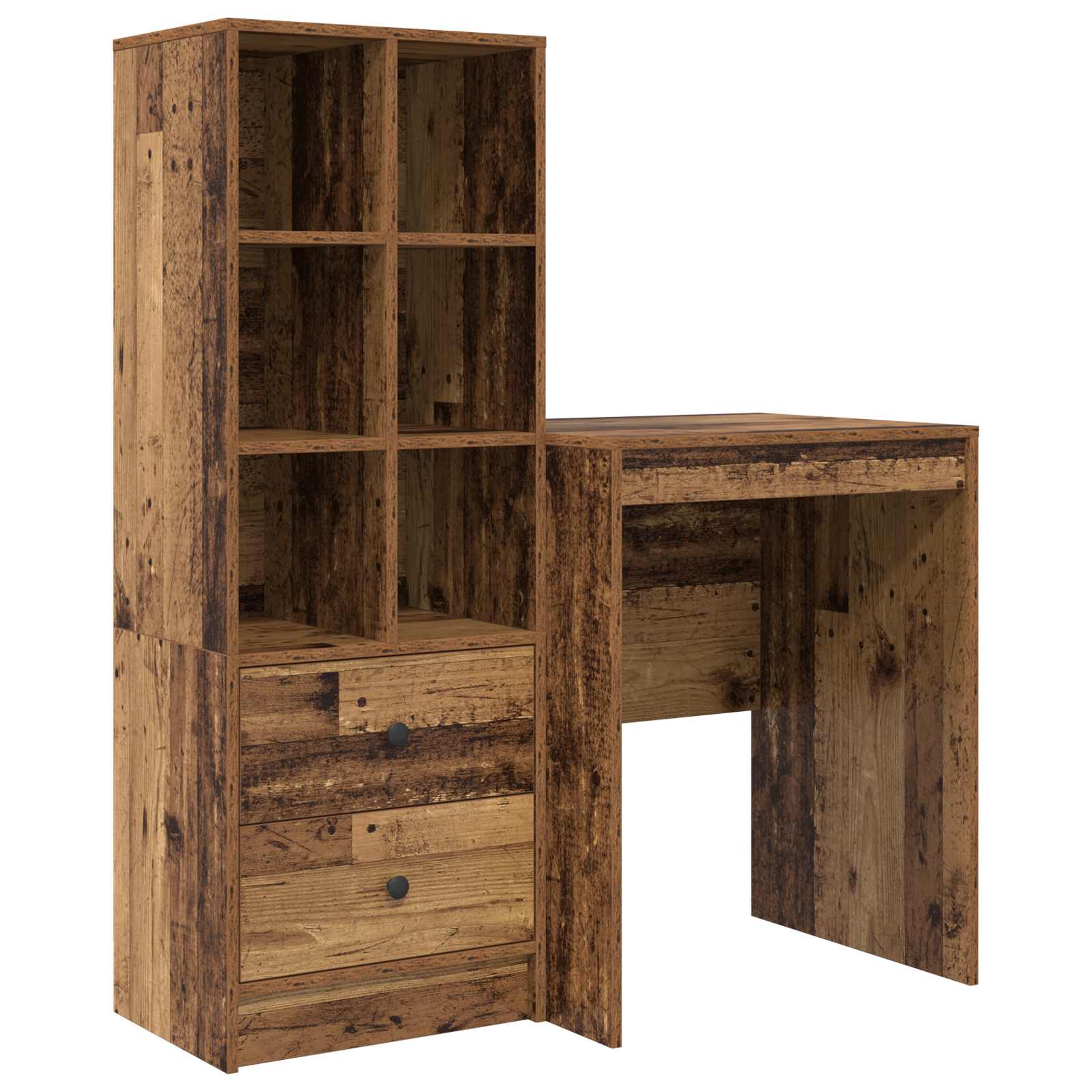 Bureau met lade met plank met opslag 2 pcs Oudhout is nu te koop bij PeponiXL, paradijselijk wonen!