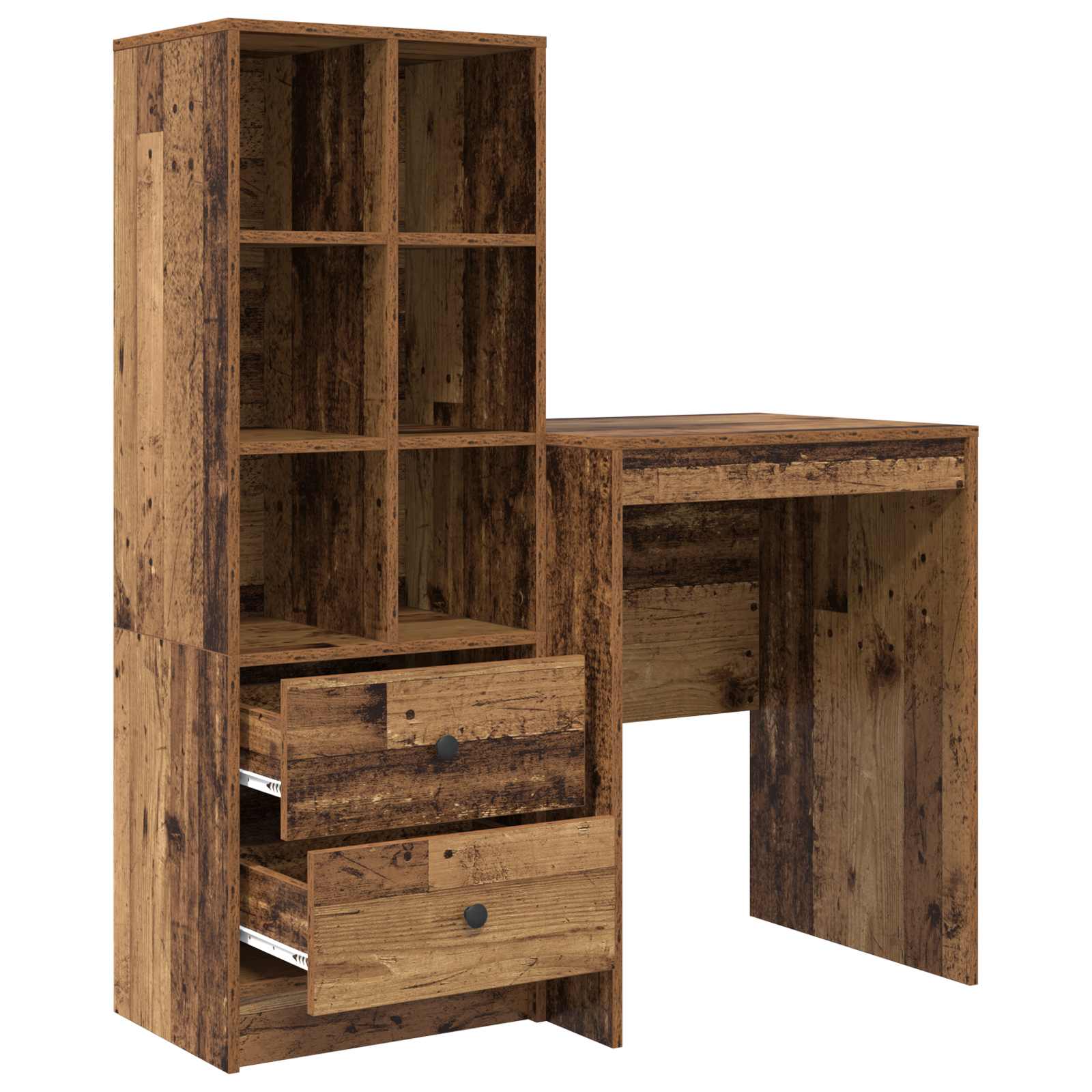Bureau met lade met plank met opslag 2 pcs Oudhout is nu te koop bij PeponiXL, paradijselijk wonen!