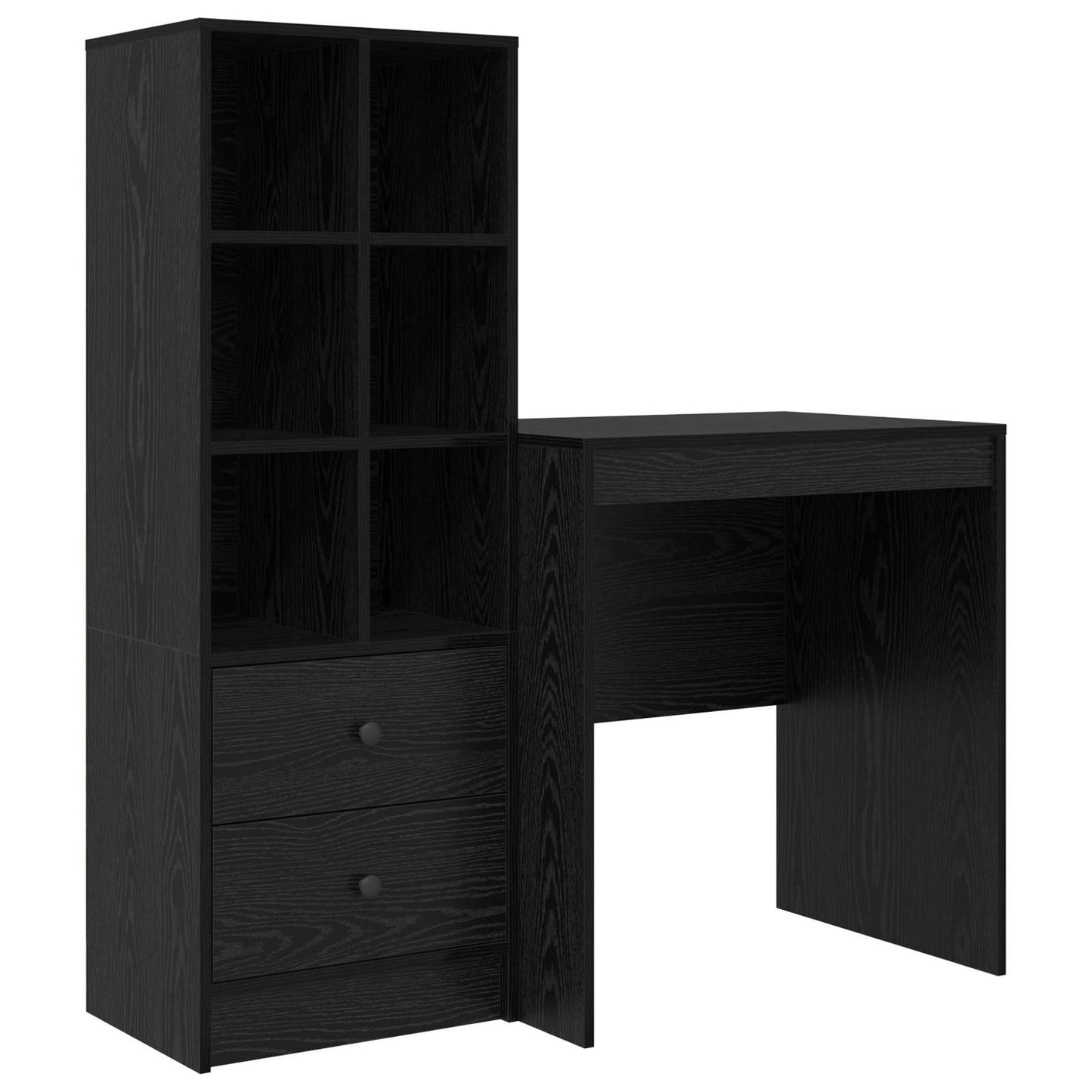 Bureau met lade met plank met opslag 2 pcs Zwart Eiken is nu te koop bij PeponiXL, paradijselijk wonen!