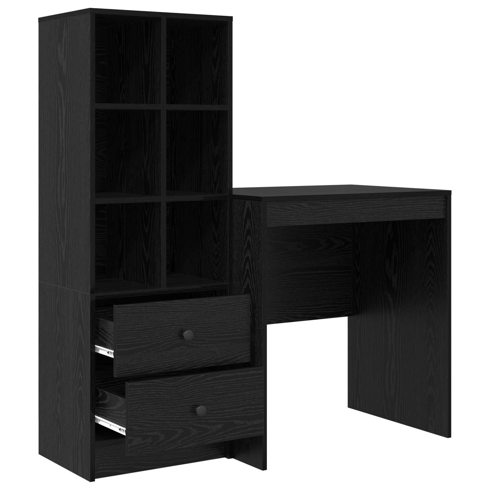 Bureau met lade met plank met opslag 2 pcs Zwart Eiken is nu te koop bij PeponiXL, paradijselijk wonen!