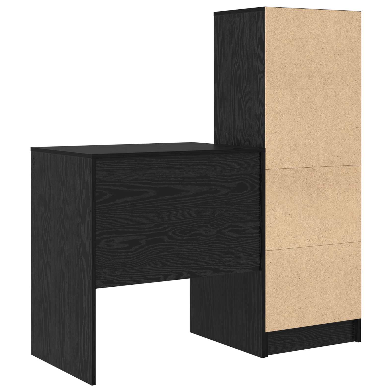 Bureau met lade met plank met opslag 2 pcs Zwart Eiken is nu te koop bij PeponiXL, paradijselijk wonen!