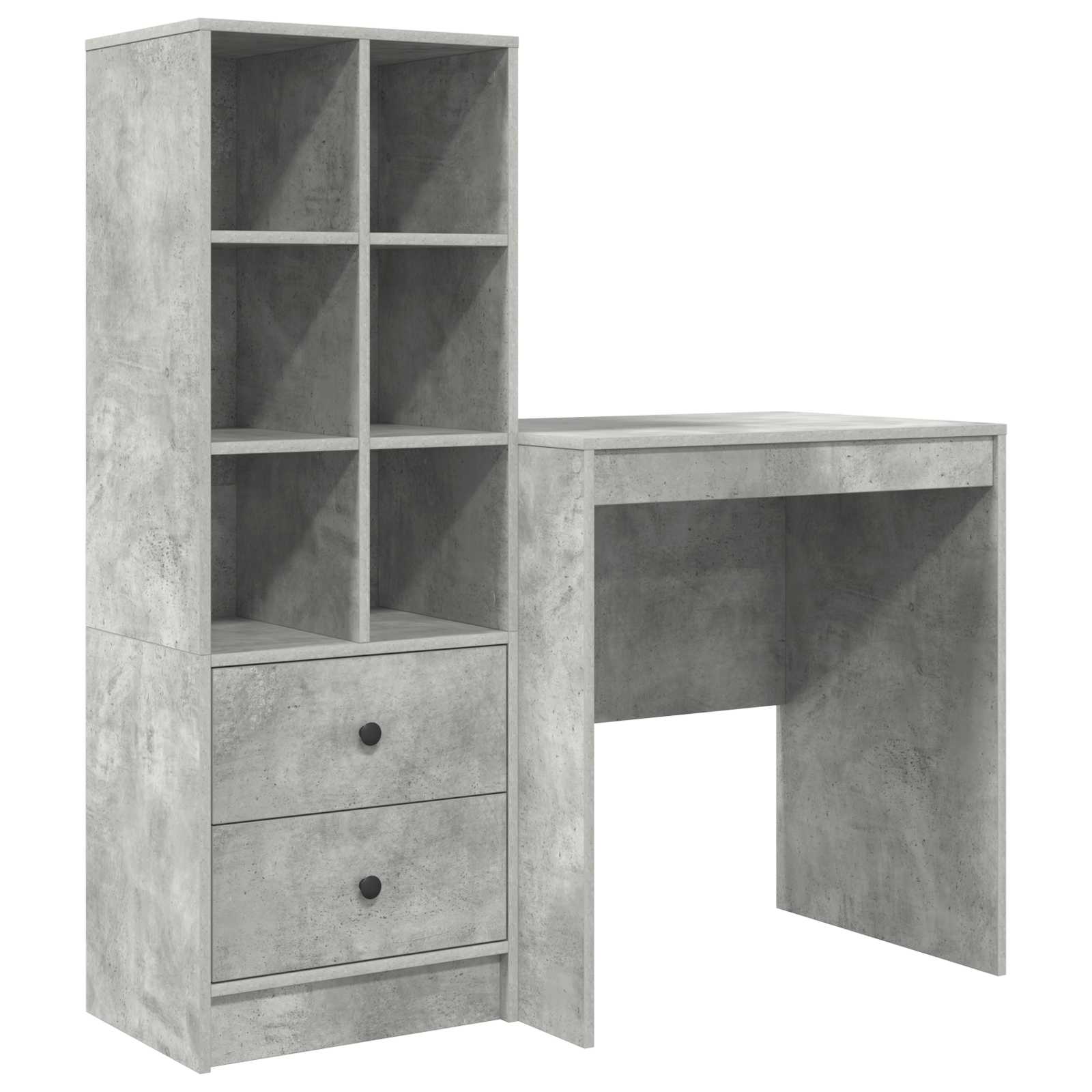 Bureau met lade met plank met opslag 2 pcs Beton Grijs is nu te koop bij PeponiXL, paradijselijk wonen!