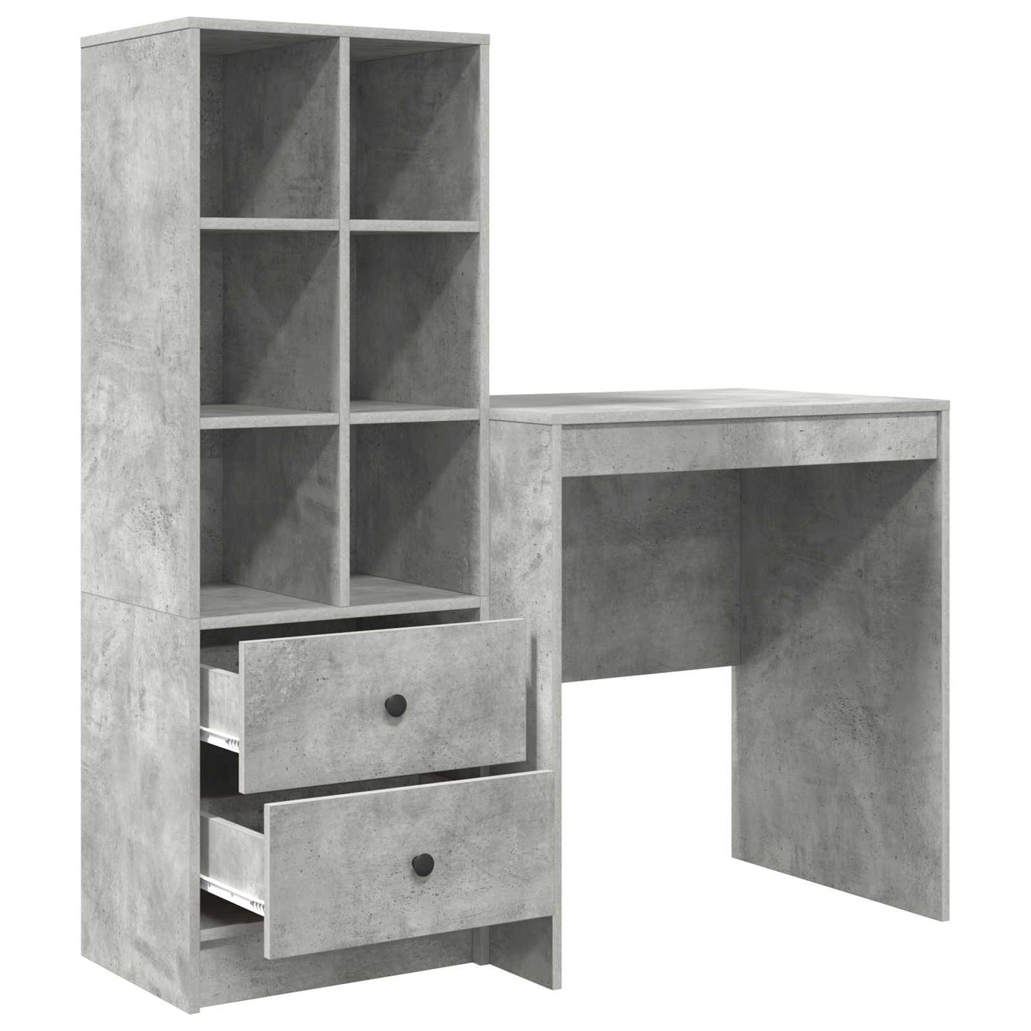 Bureau met lade met plank met opslag 2 pcs Beton Grijs is nu te koop bij PeponiXL, paradijselijk wonen!