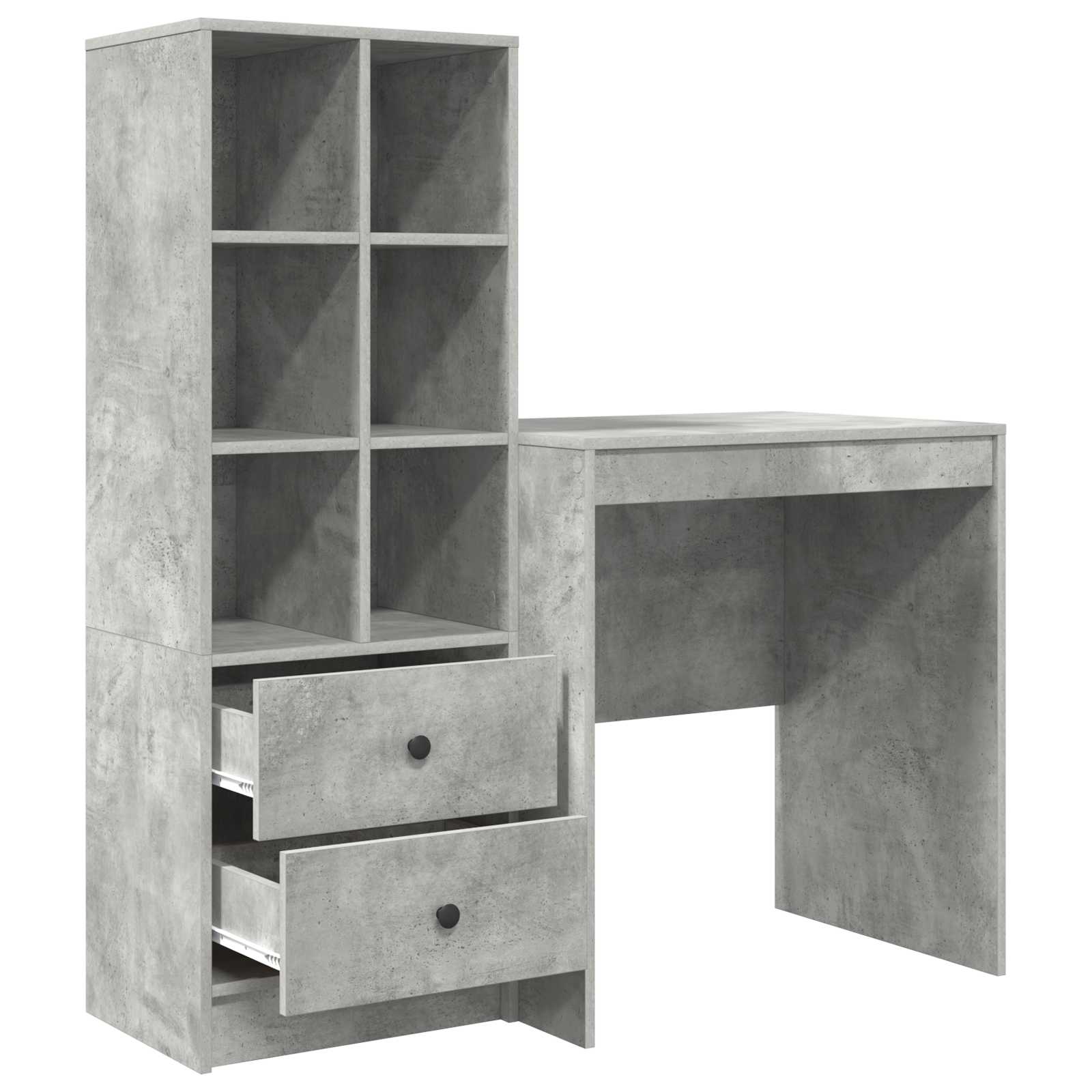 Bureau met lade met plank met opslag 2 pcs Beton Grijs is nu te koop bij PeponiXL, paradijselijk wonen!