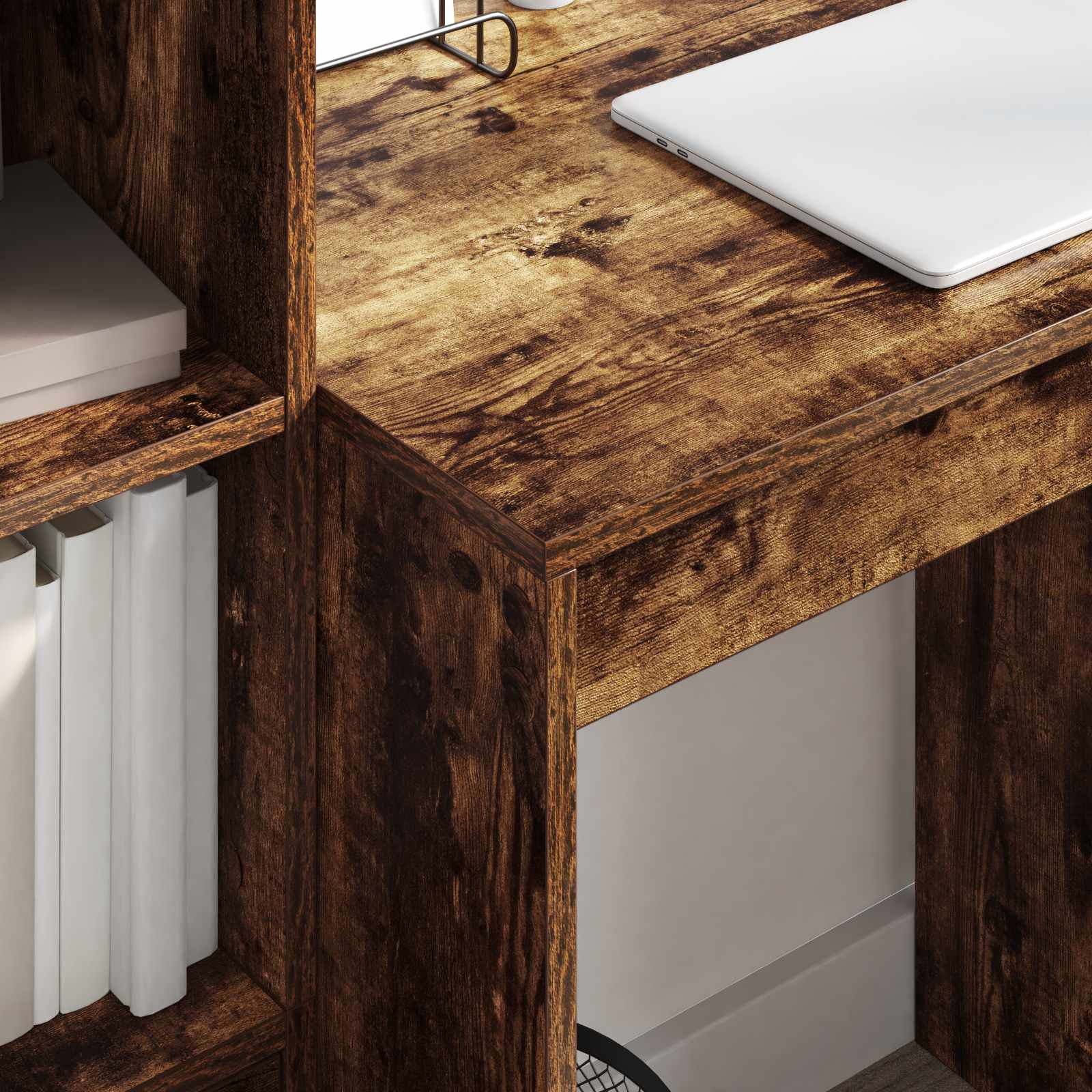 Bureau met lade met plank met opslag 2 pcs Gerookt eiken is nu te koop bij PeponiXL, paradijselijk wonen!