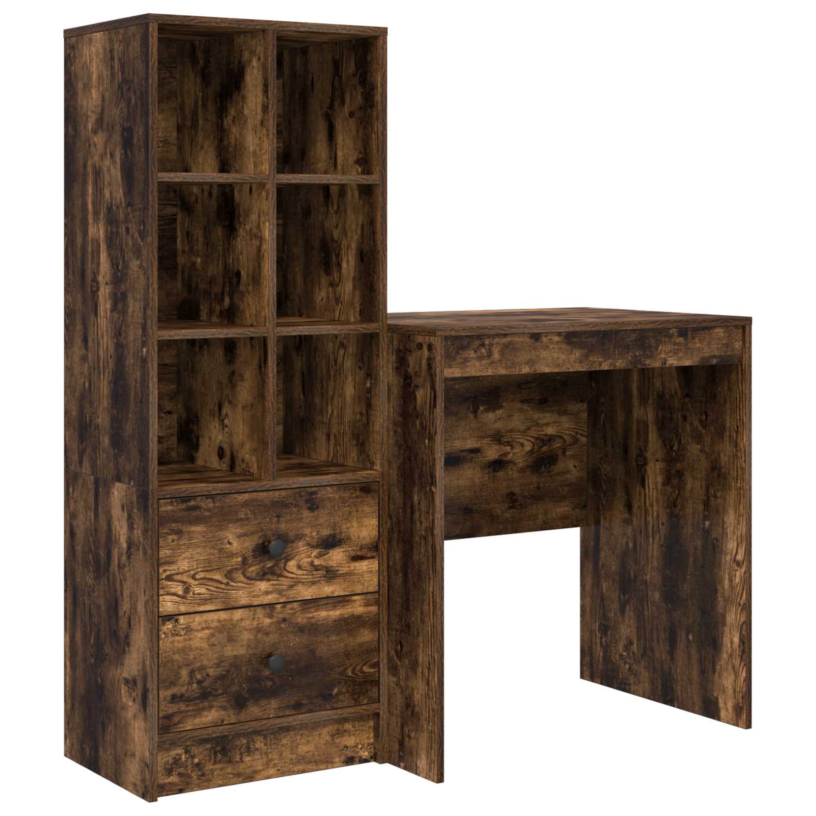 Bureau met lade met plank met opslag 2 pcs Gerookt eiken is nu te koop bij PeponiXL, paradijselijk wonen!