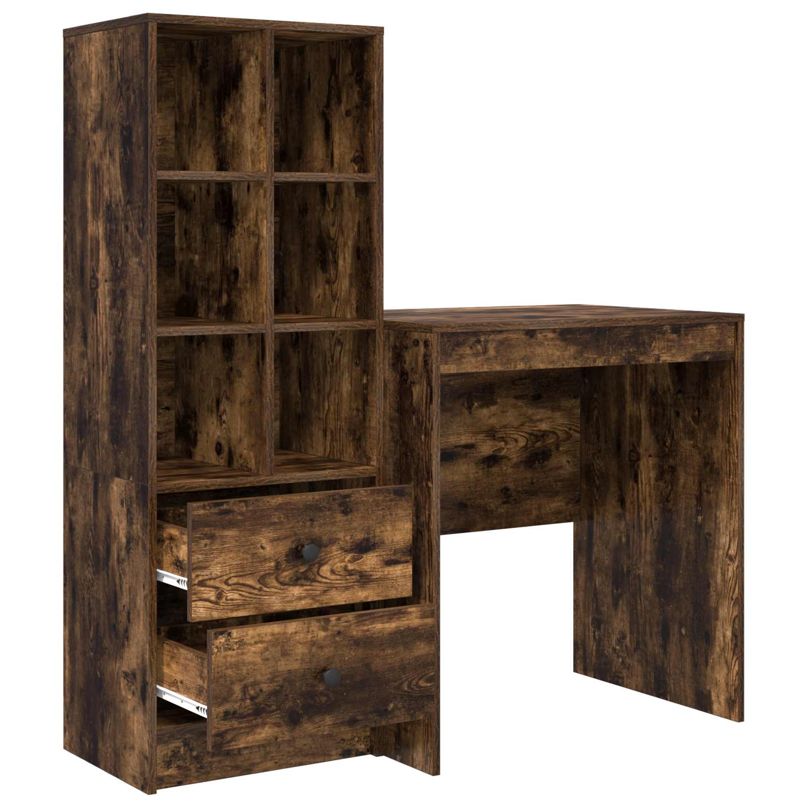 Bureau met lade met plank met opslag 2 pcs Gerookt eiken is nu te koop bij PeponiXL, paradijselijk wonen!