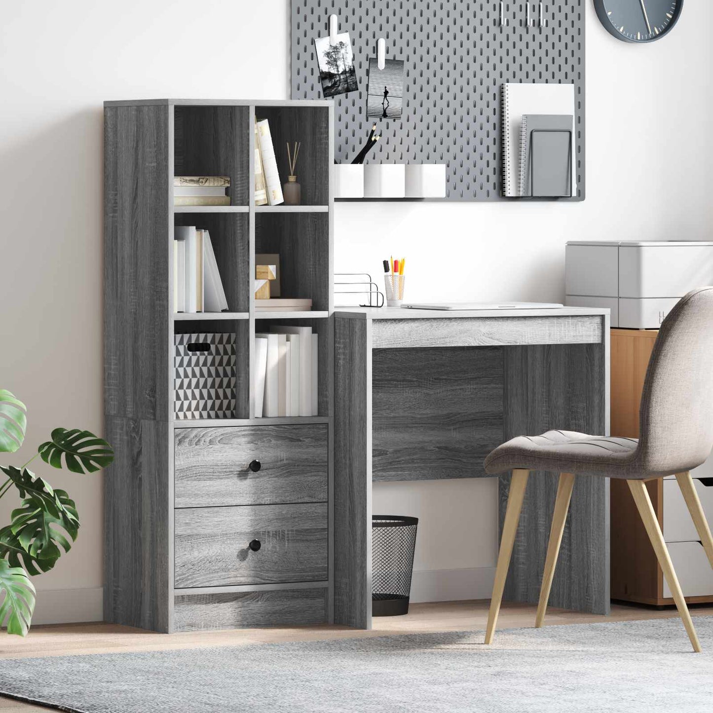 Bureau met lade met plank met opslag 2 pcs Grijs Sonoma is nu te koop bij PeponiXL, paradijselijk wonen!