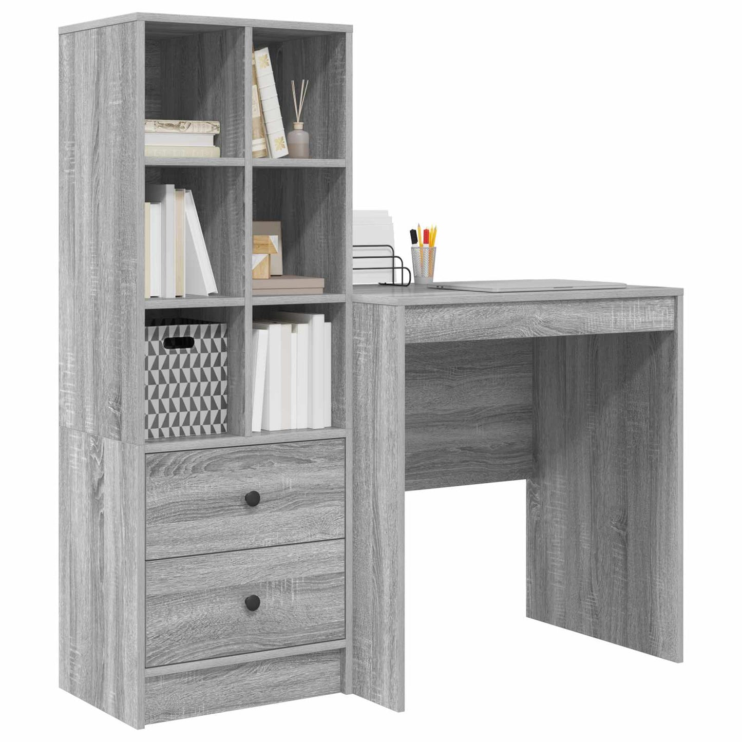 Bureau met lade met plank met opslag 2 pcs Grijs Sonoma is nu te koop bij PeponiXL, paradijselijk wonen!