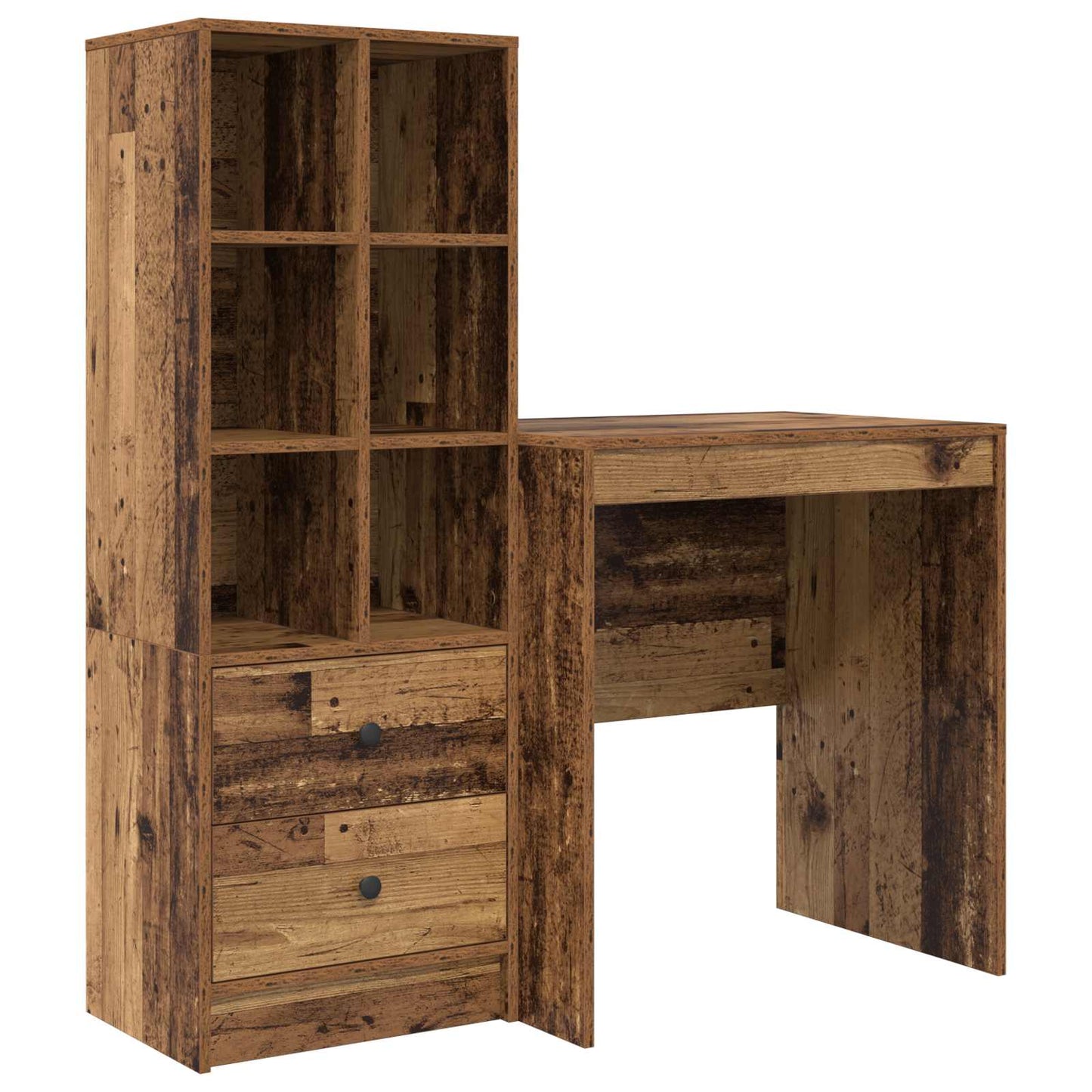 Bureau met lade met plank met opslag 2 pcs Oudhout is nu te koop bij PeponiXL, paradijselijk wonen!