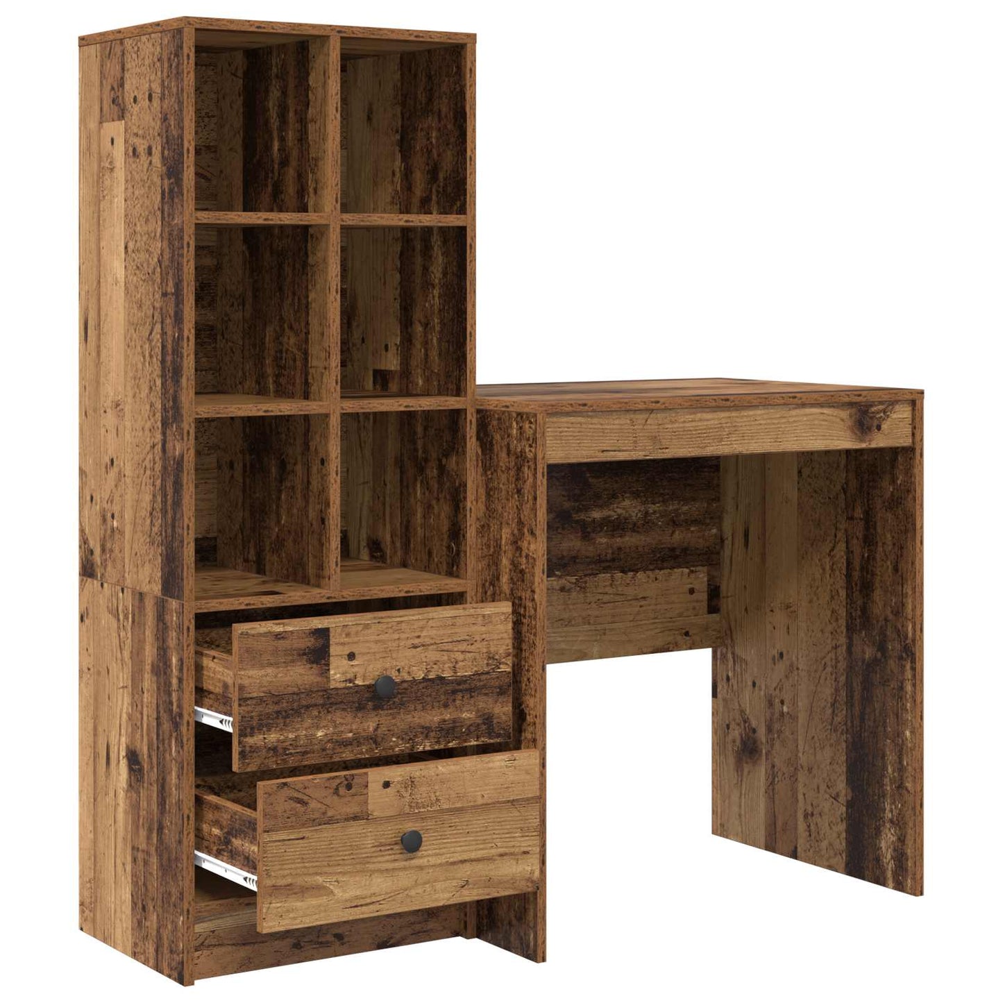 Bureau met lade met plank met opslag 2 pcs Oudhout is nu te koop bij PeponiXL, paradijselijk wonen!
