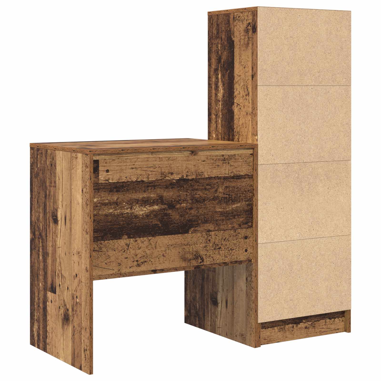 Bureau met lade met plank met opslag 2 pcs Oudhout is nu te koop bij PeponiXL, paradijselijk wonen!