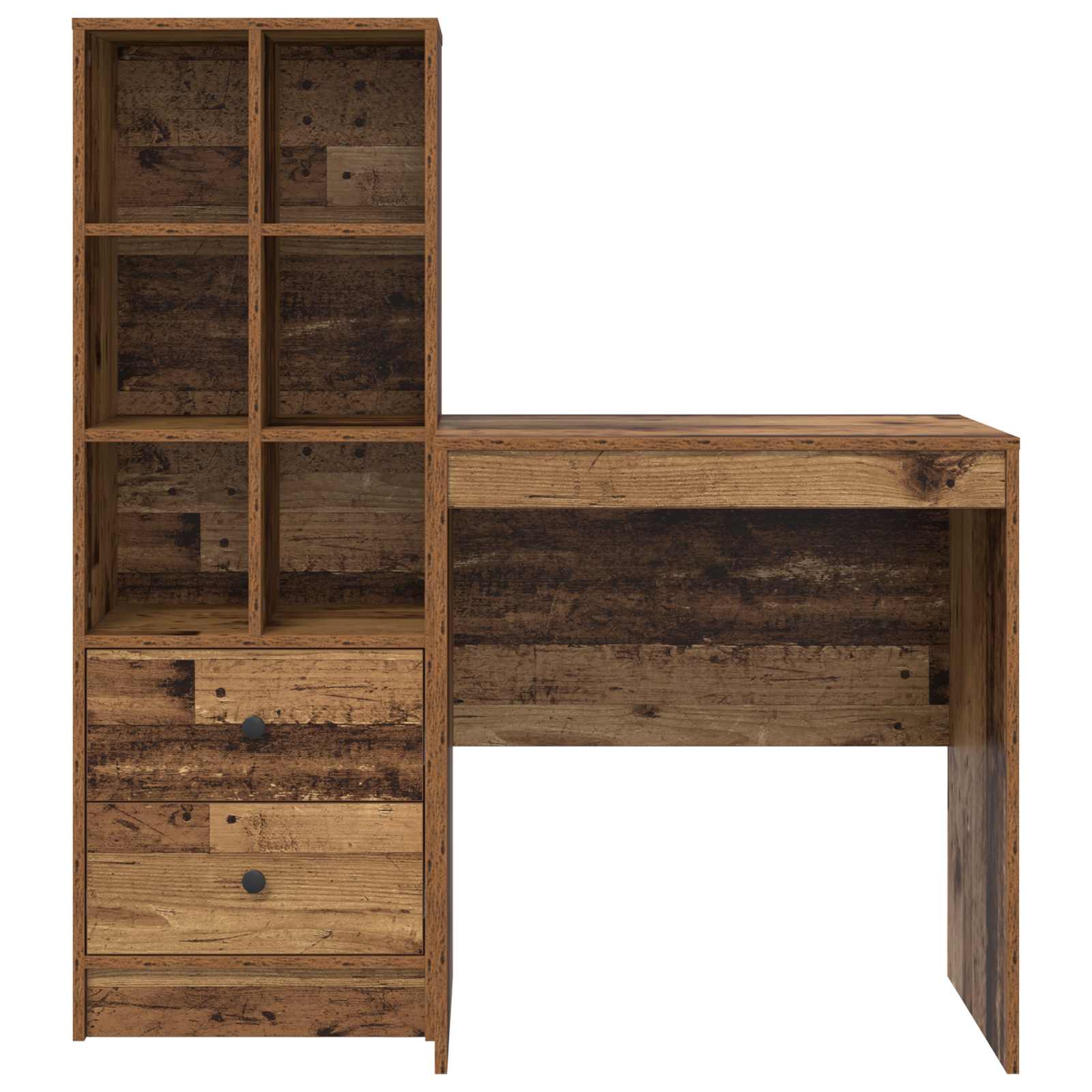 Bureau met lade met plank met opslag 2 pcs Oudhout is nu te koop bij PeponiXL, paradijselijk wonen!