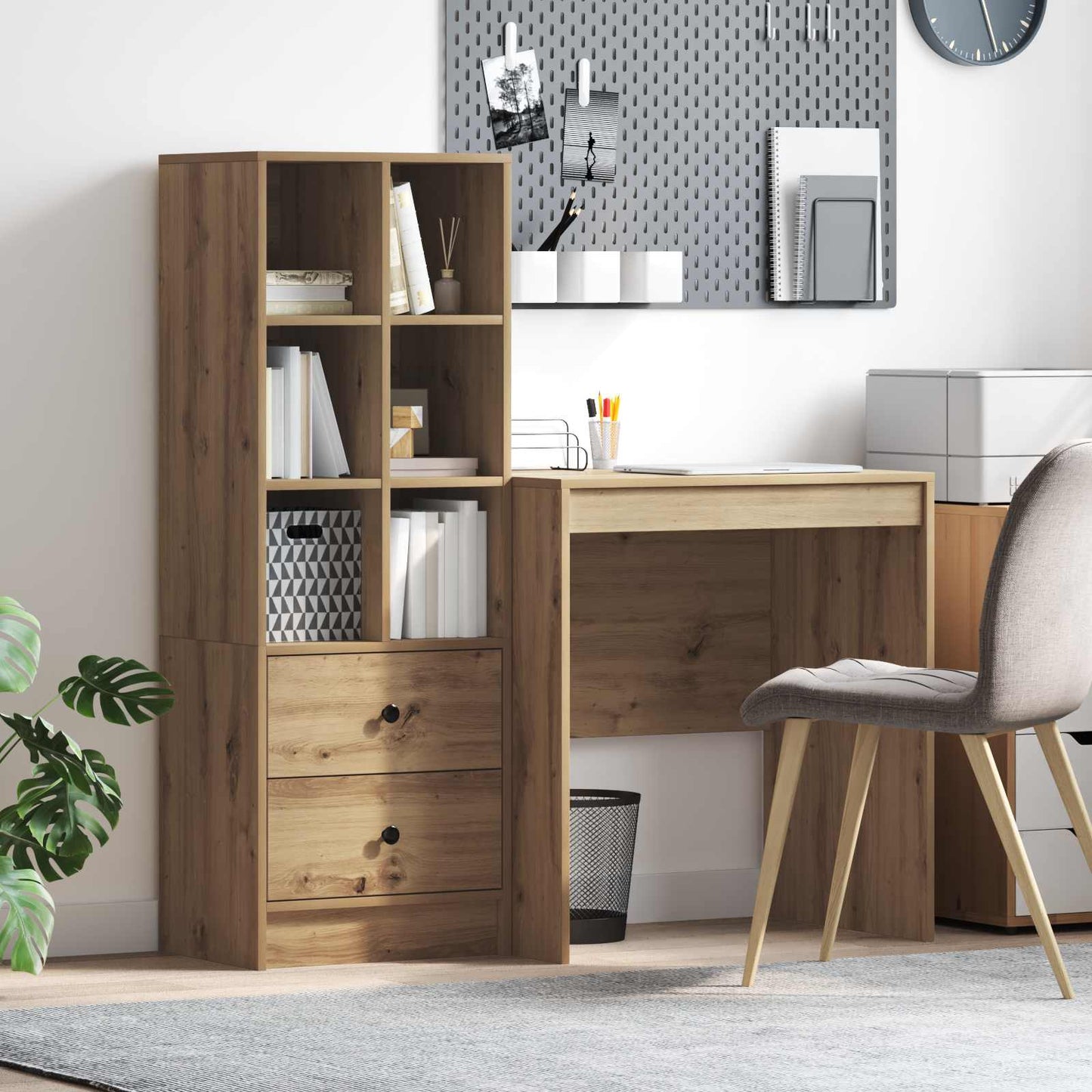 Bureau met lade met plank met opslag 2 pcs Artisan Eiken is nu te koop bij PeponiXL, paradijselijk wonen!