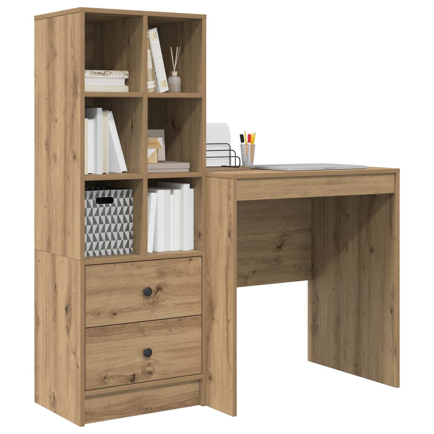 Bureau met lade met plank met opslag 2 pcs Artisan Eiken is nu te koop bij PeponiXL, paradijselijk wonen!