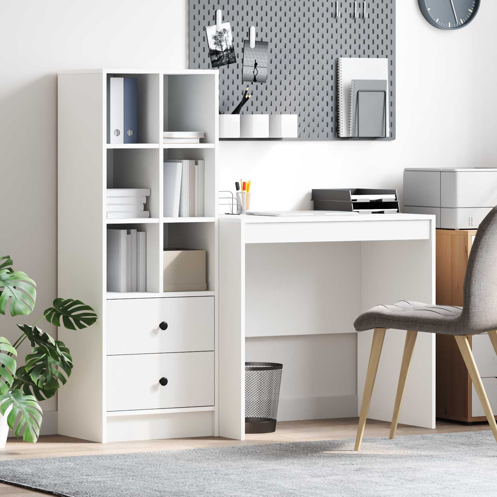 Bureau met lade met plank met opslag 2 pcs Wit is nu te koop bij PeponiXL, paradijselijk wonen!