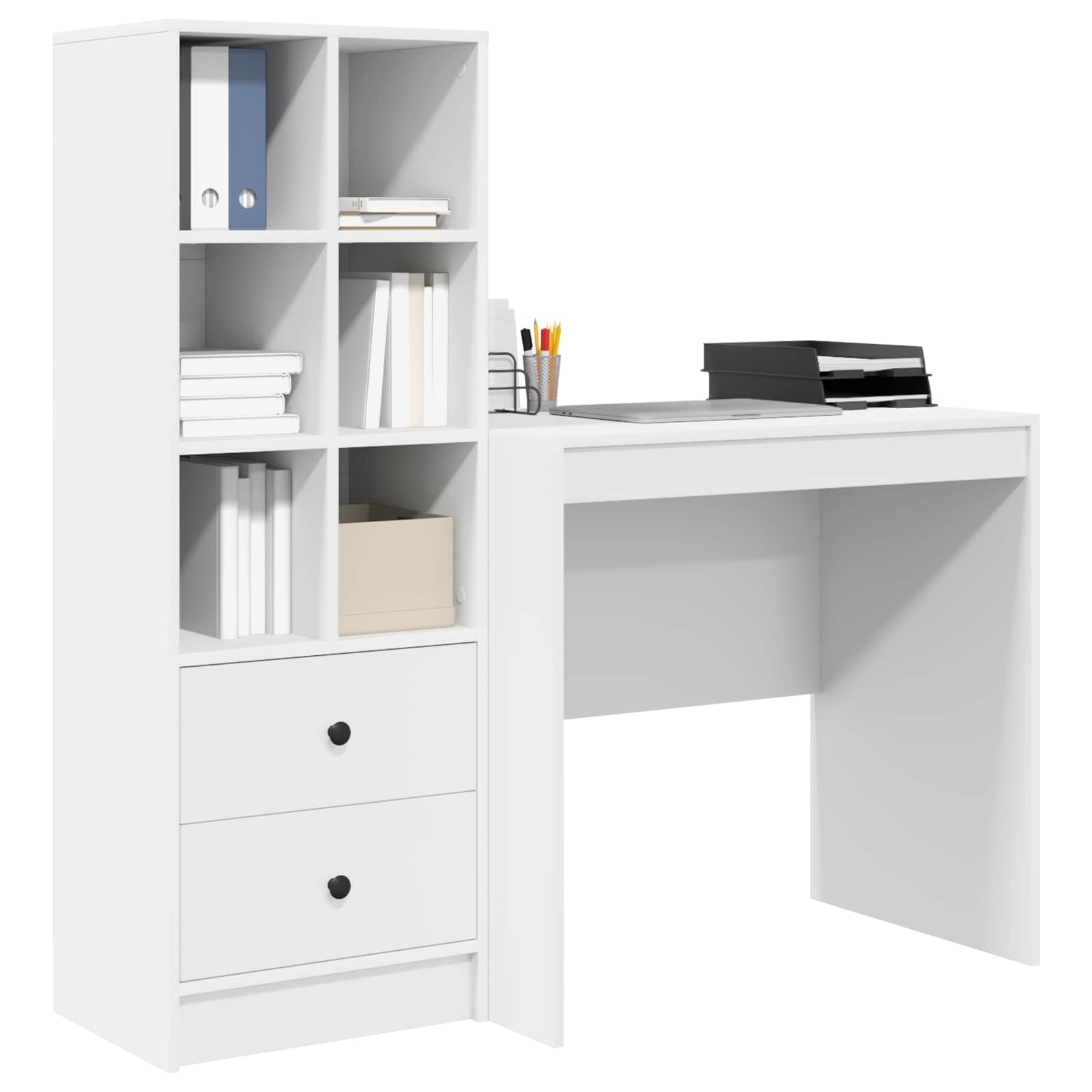 Bureau met lade met plank met opslag 2 pcs Wit is nu te koop bij PeponiXL, paradijselijk wonen!