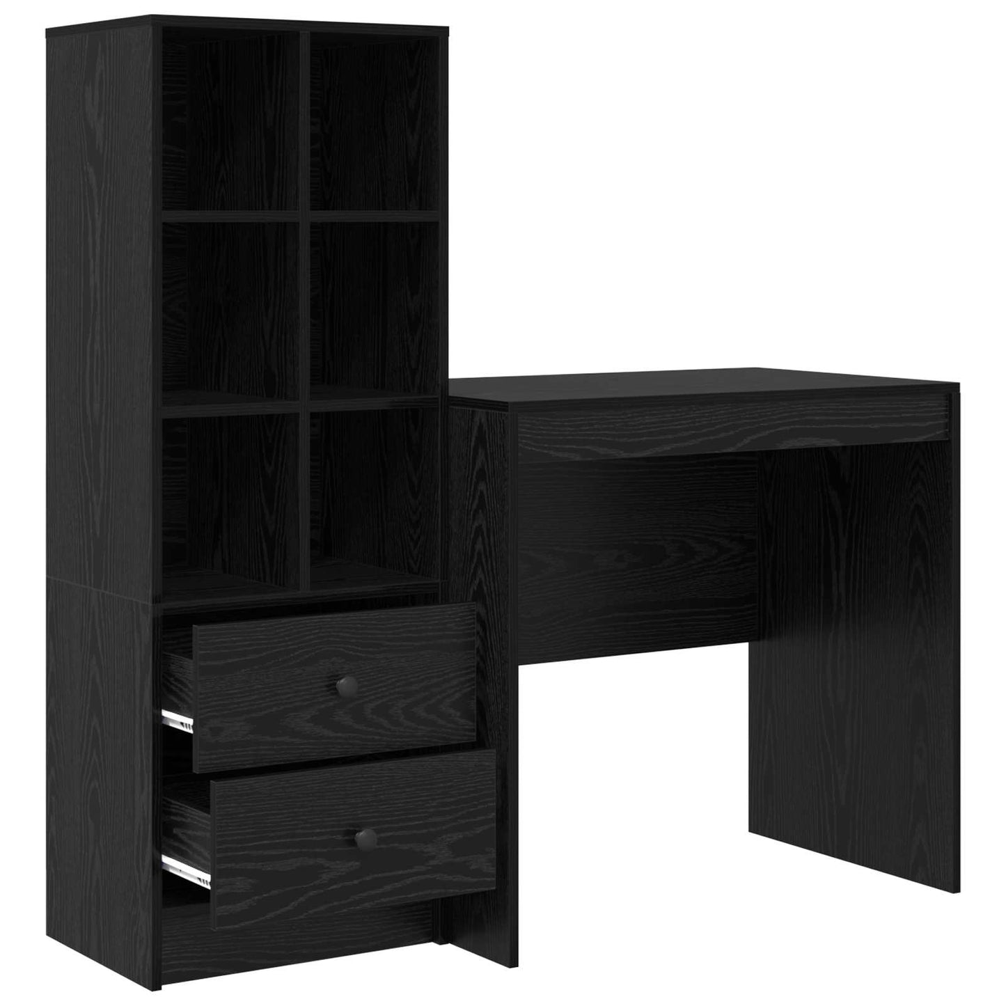 Bureau met lade met plank met opslag 2 pcs Zwart Eiken is nu te koop bij PeponiXL, paradijselijk wonen!