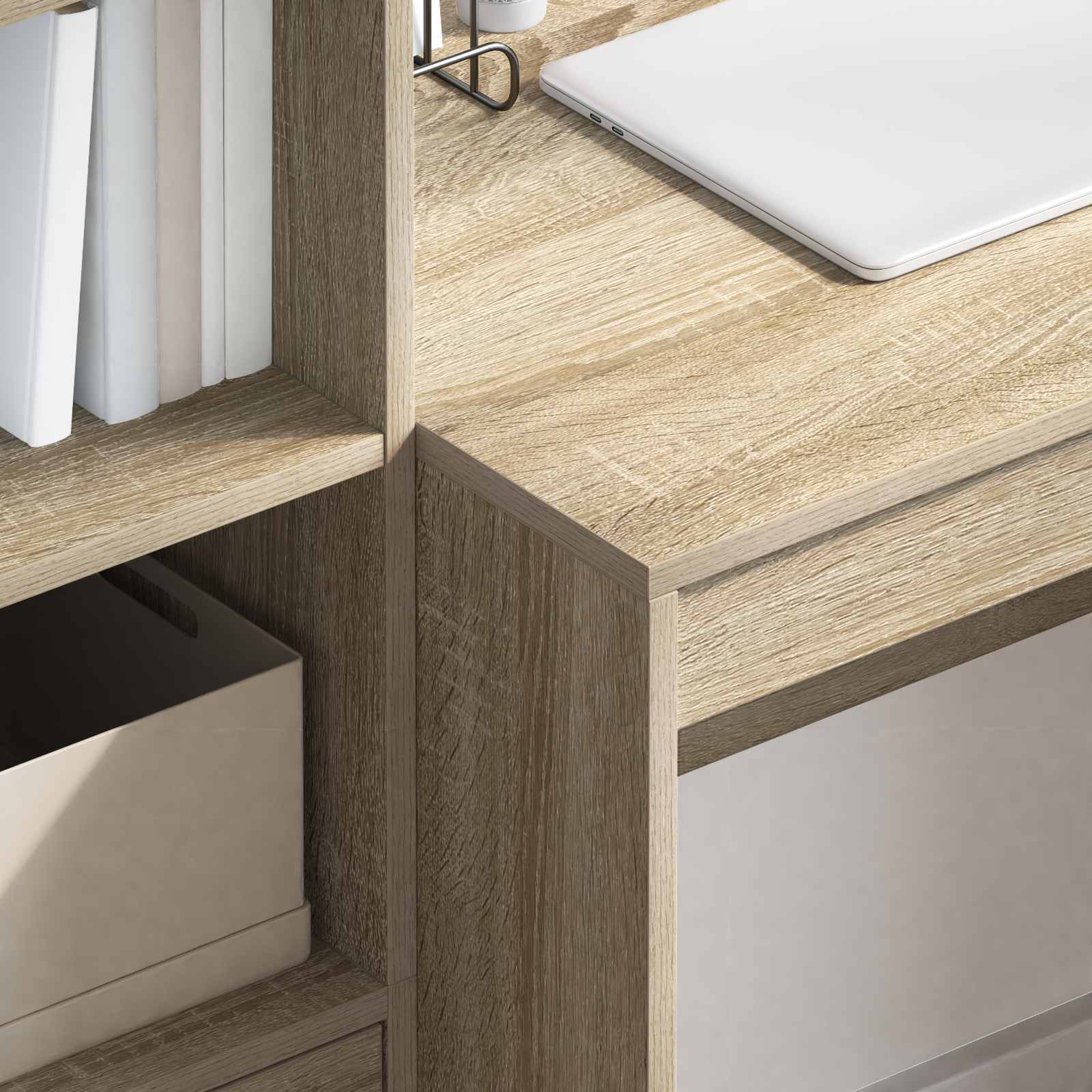 Bureau met lade met plank met opslag 2 pcs Sonoma Eiken is nu te koop bij PeponiXL, paradijselijk wonen!