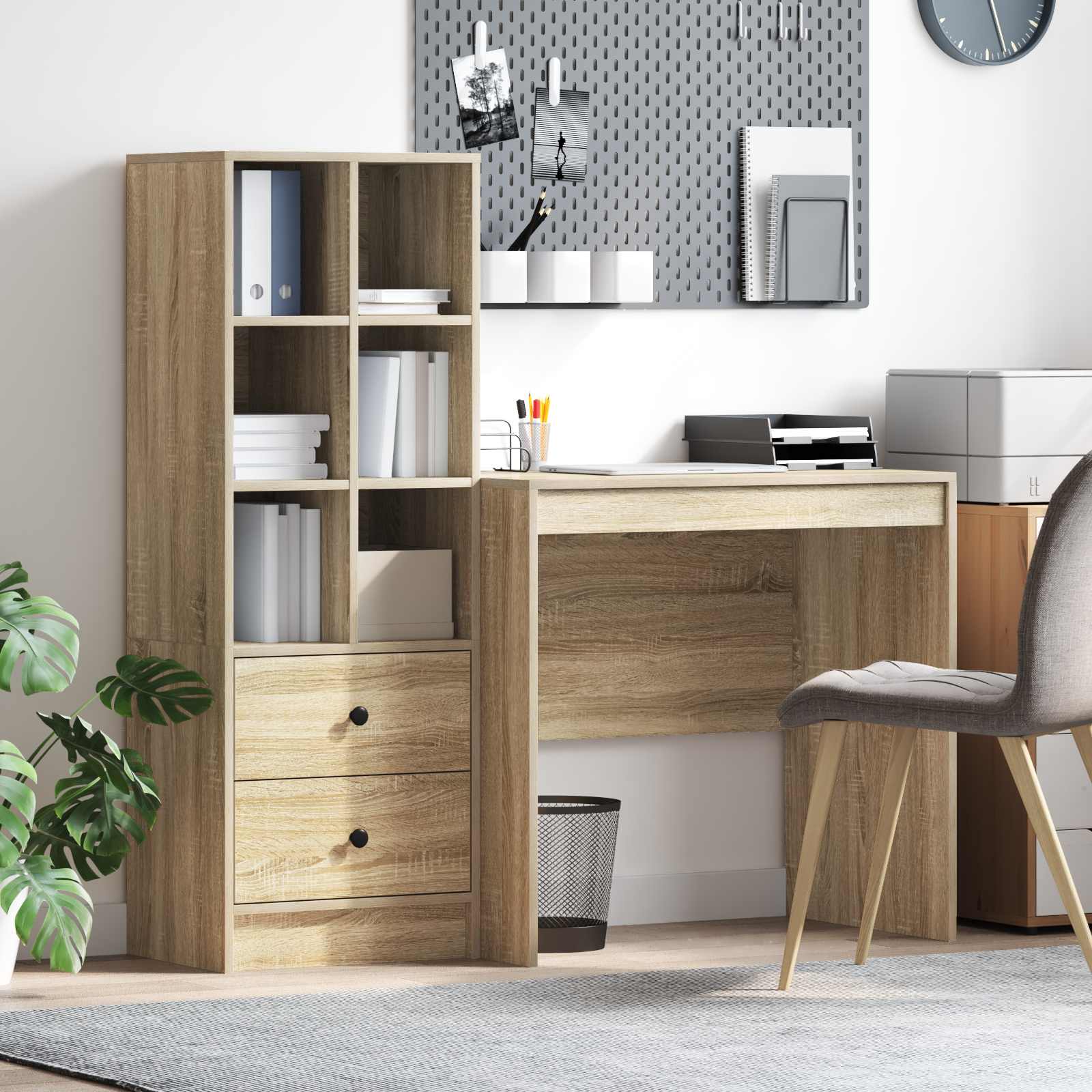 Bureau met lade met plank met opslag 2 pcs Sonoma Eiken is nu te koop bij PeponiXL, paradijselijk wonen!
