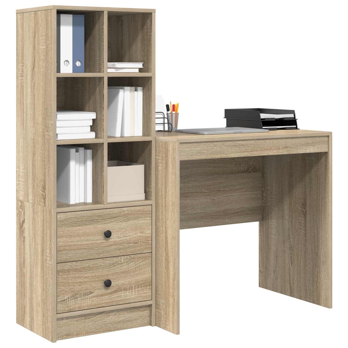 Bureau met lade met plank met opslag 2 pcs Sonoma Eiken is nu te koop bij PeponiXL, paradijselijk wonen!